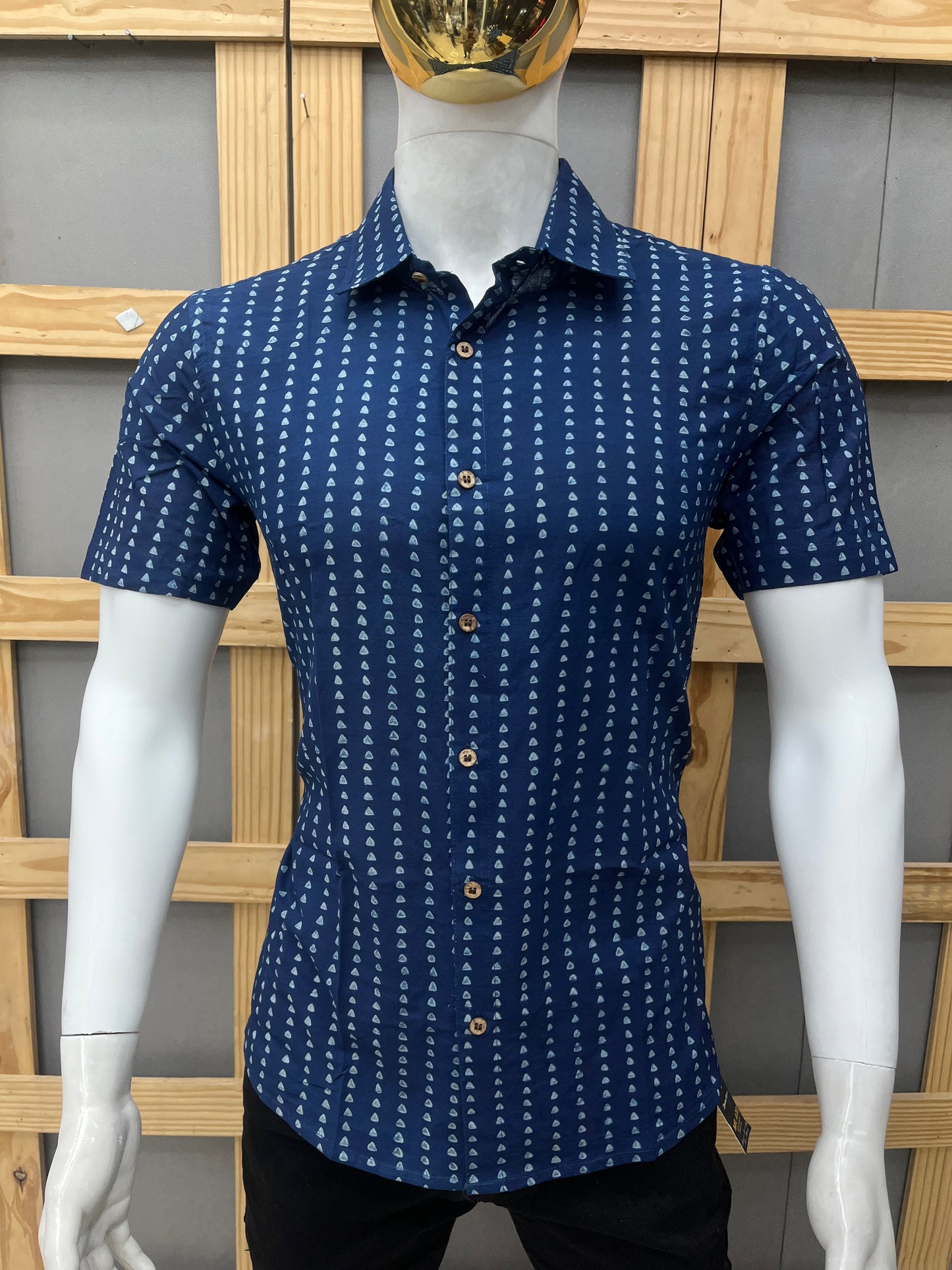 Indigo Half Sleeve Cotton Shirt