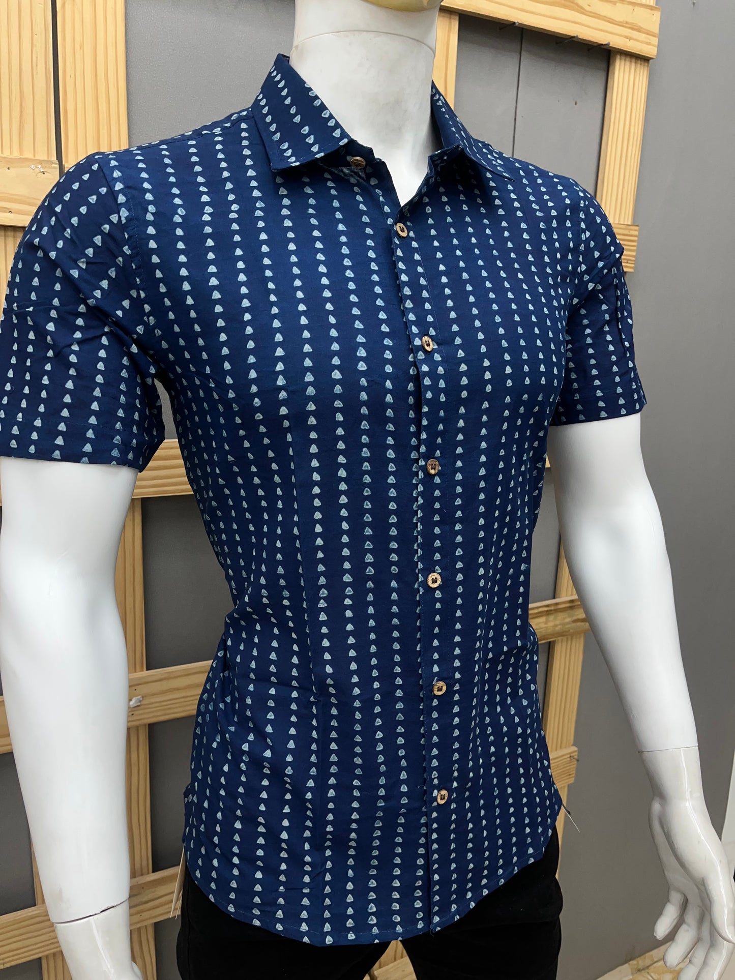 Indigo Half Sleeve Cotton Shirt
