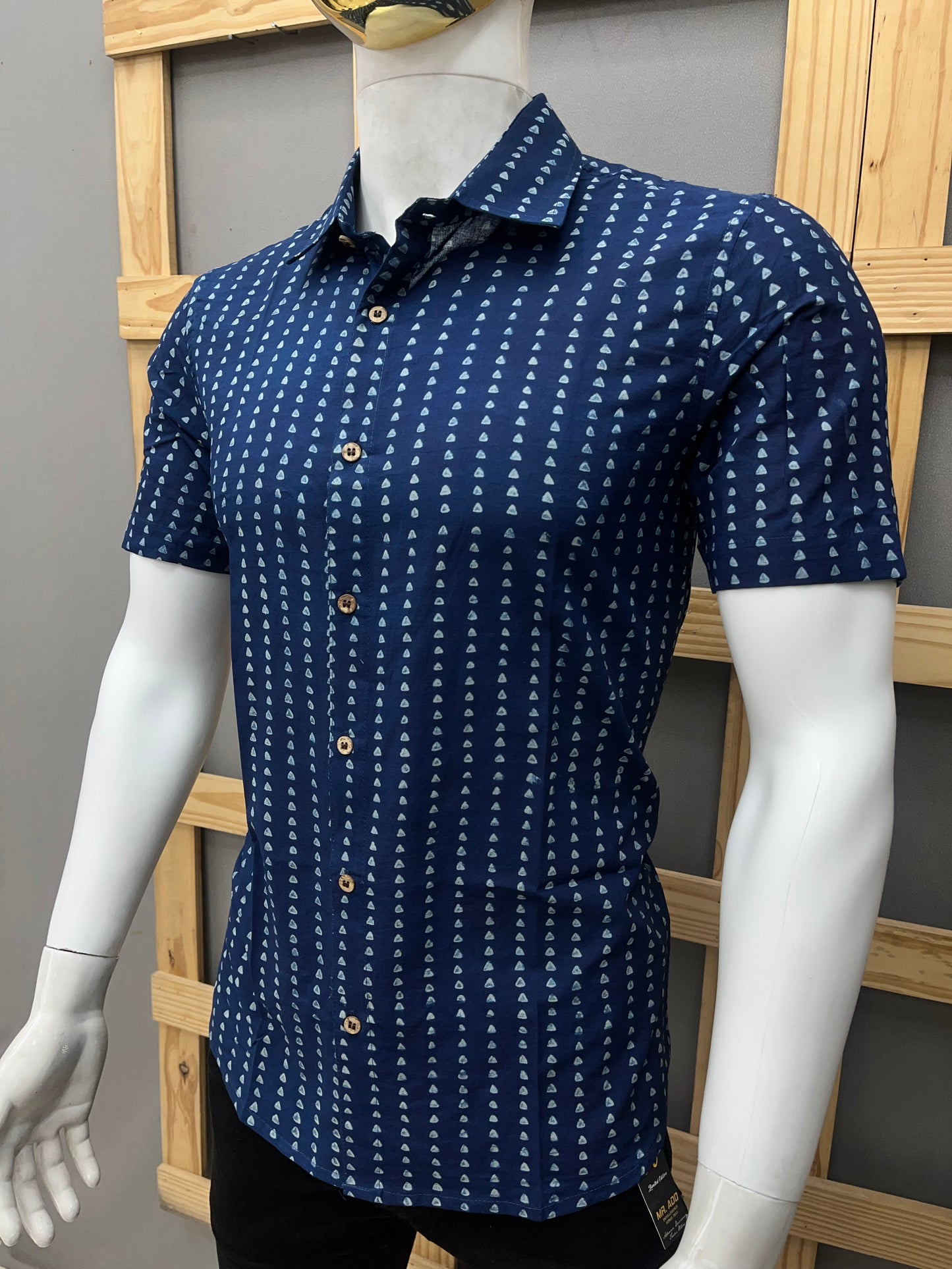Indigo Half Sleeve Cotton Shirt