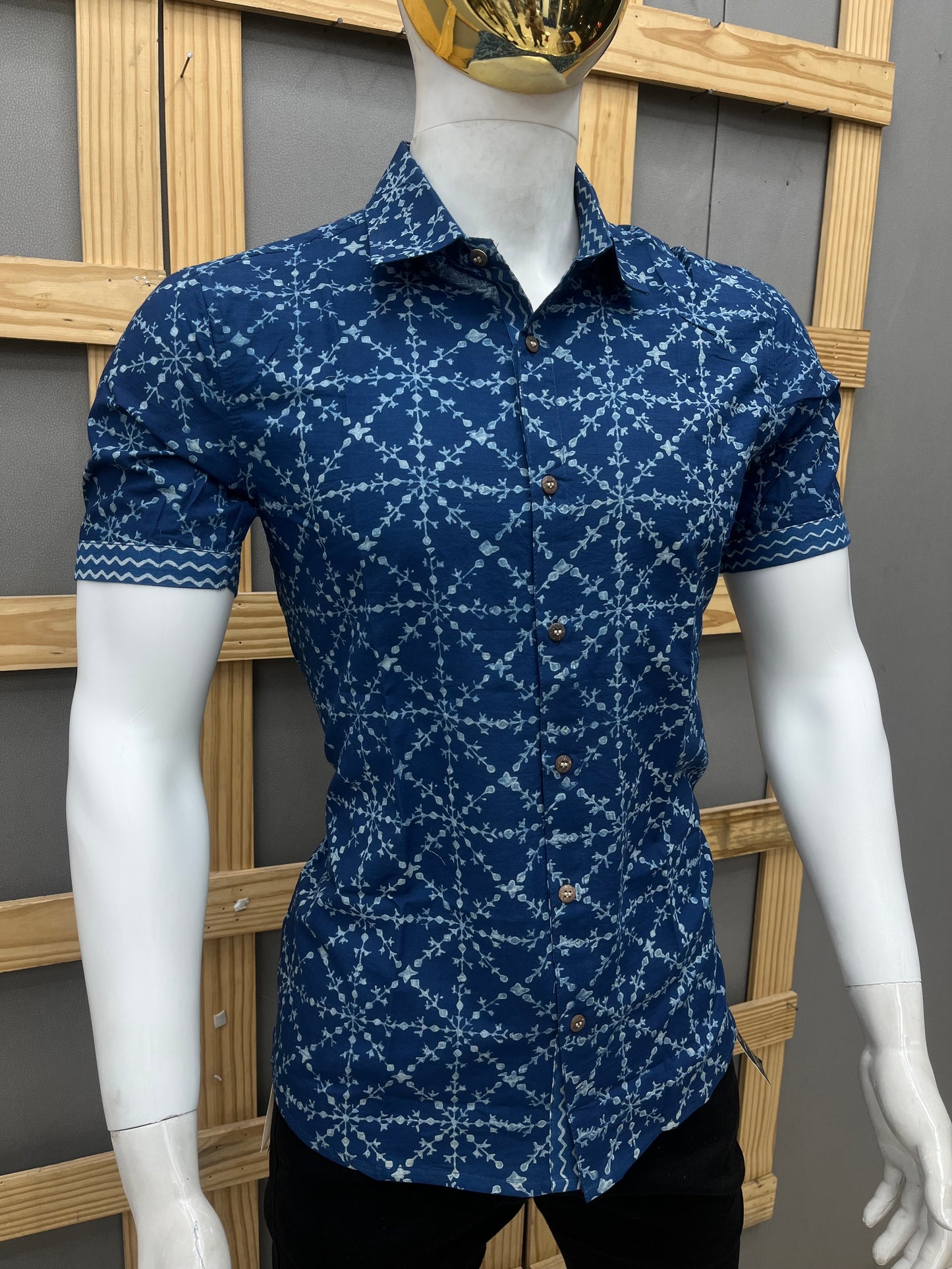 Indigo Half Sleeve Cotton Shirt