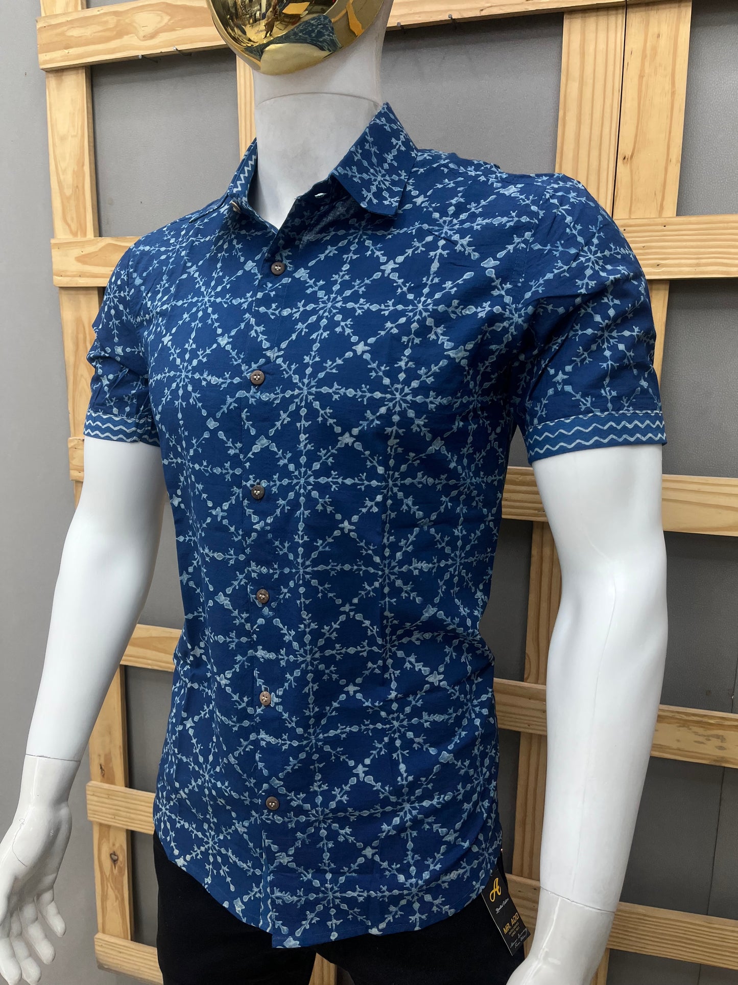 Indigo Half Sleeve Cotton Shirt