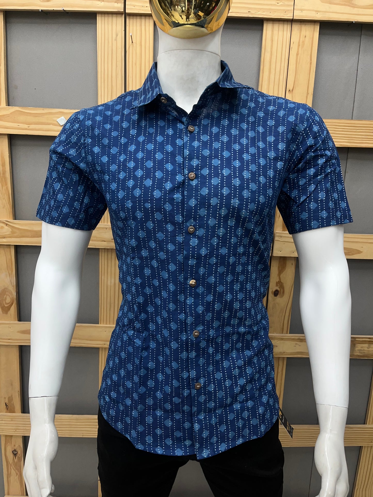 Indigo Half Sleeve Cotton Shirt