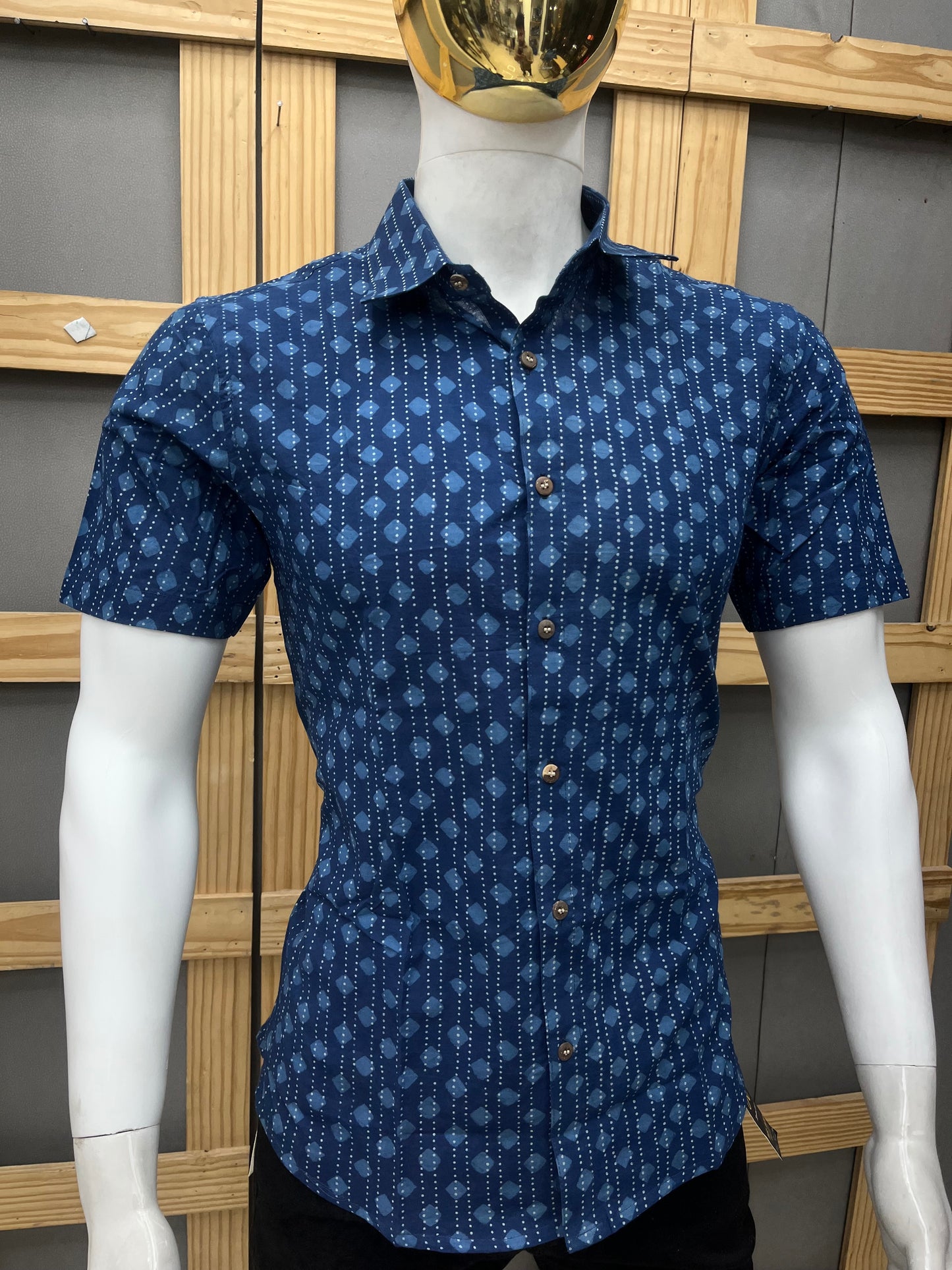 Indigo Half Sleeve Cotton Shirt