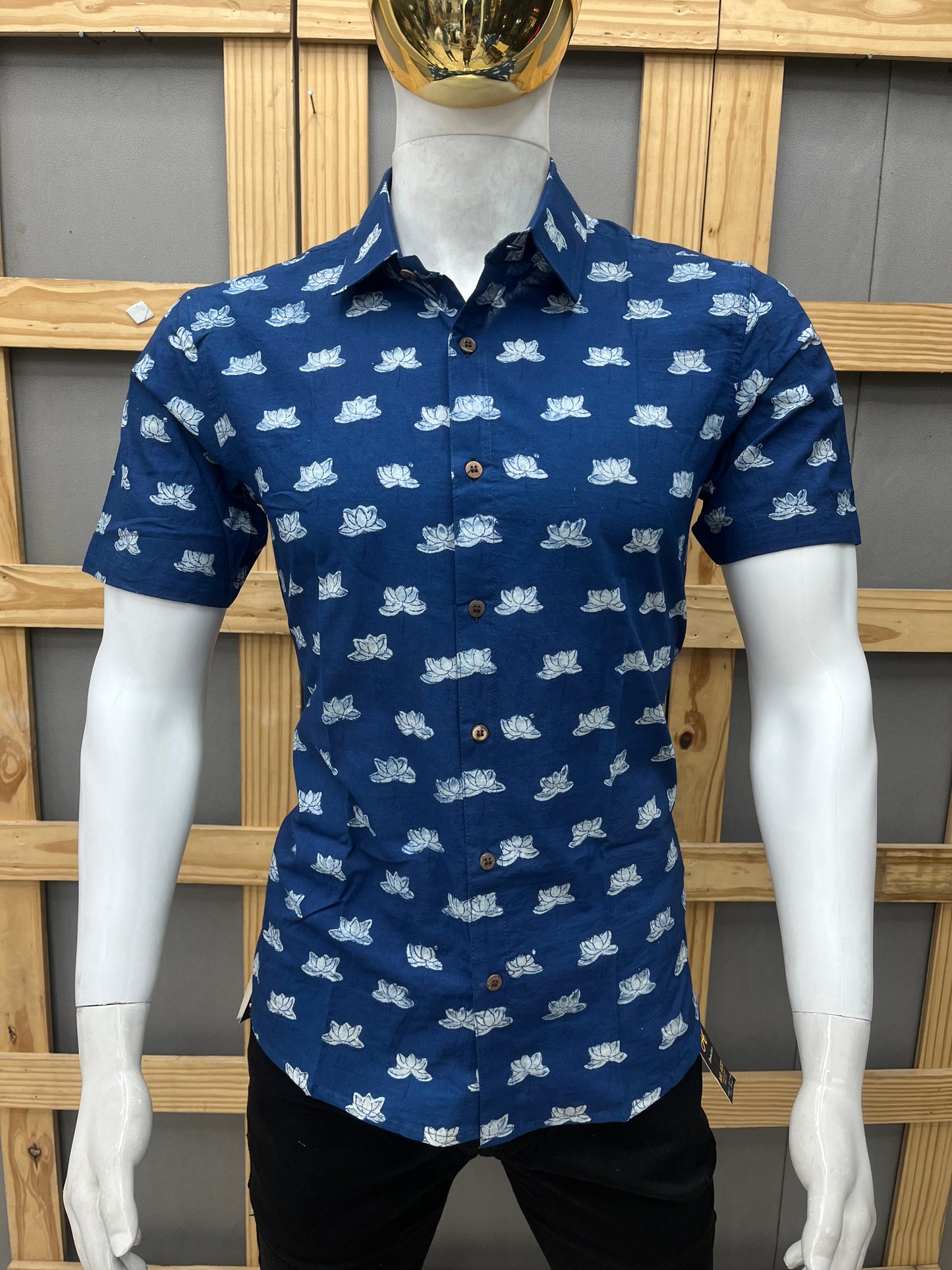 Indigo Half Sleeve Cotton Shirt