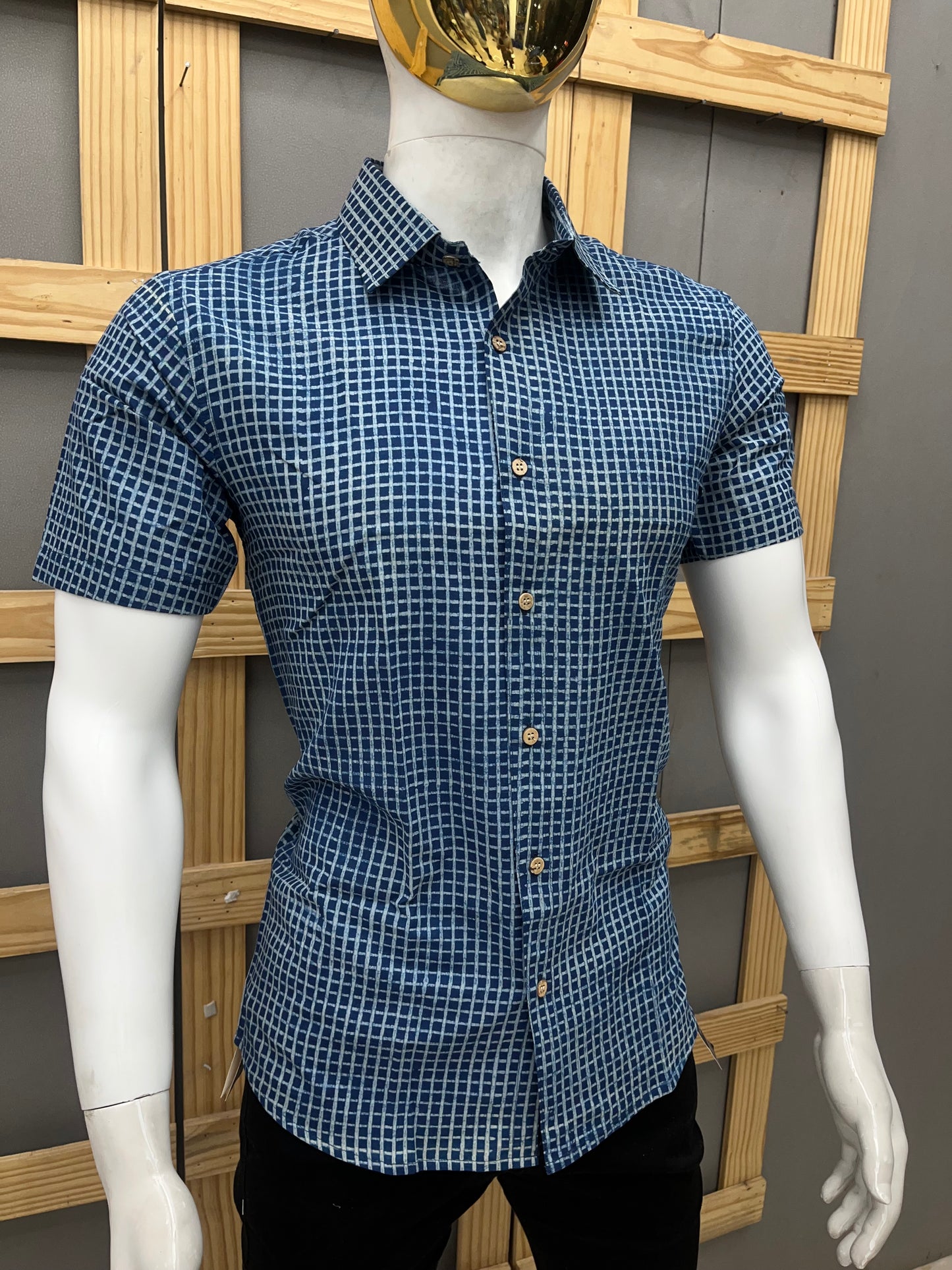 Indigo Half Sleeve Cotton Shirt