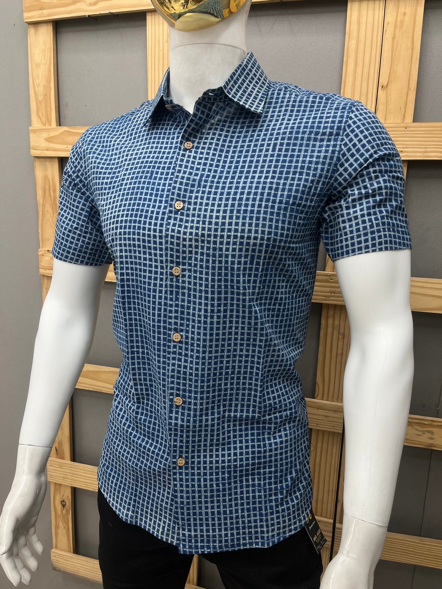 Indigo Half Sleeve Cotton Shirt