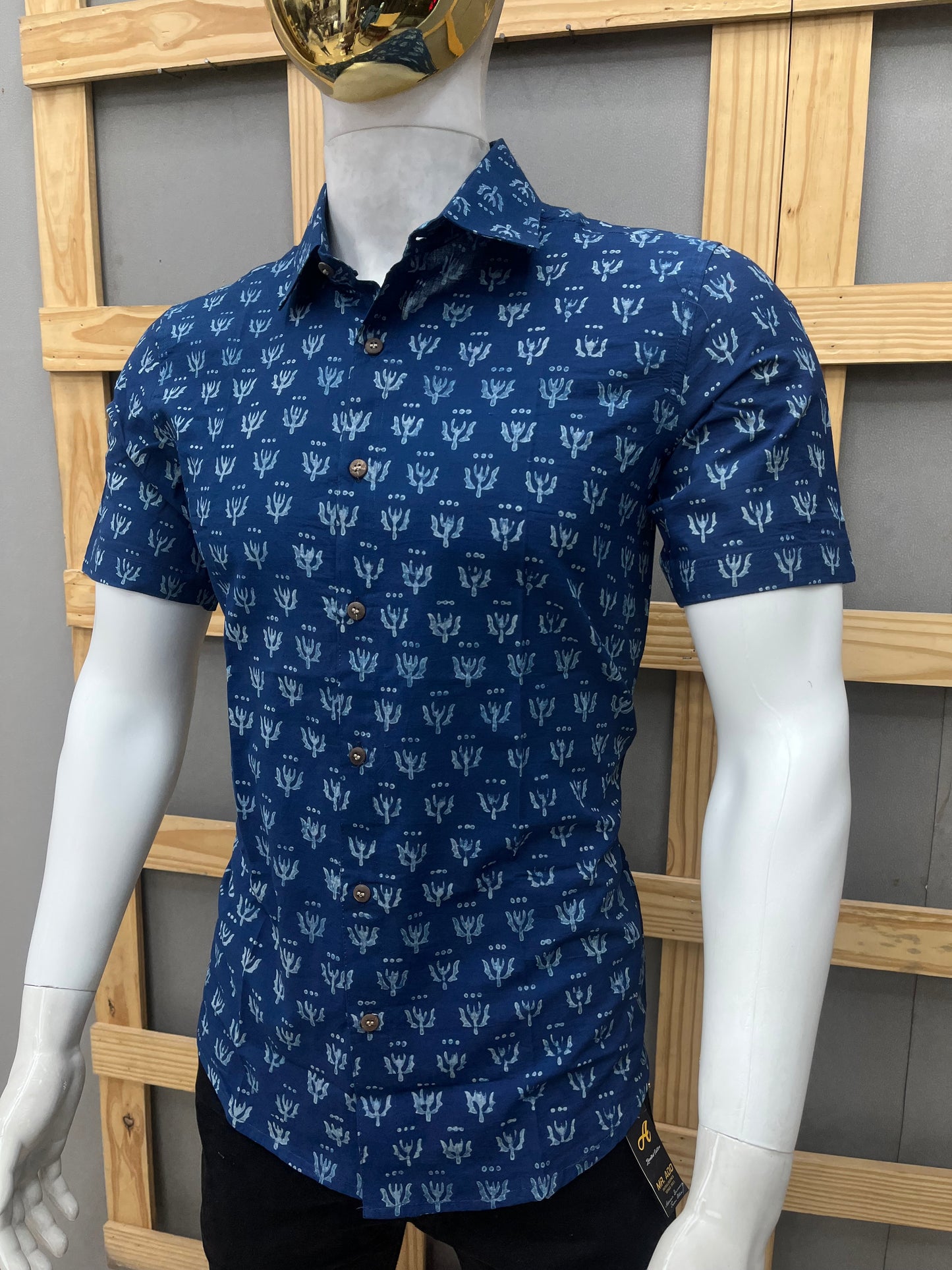 Indigo Half Sleeve Cotton Shirt