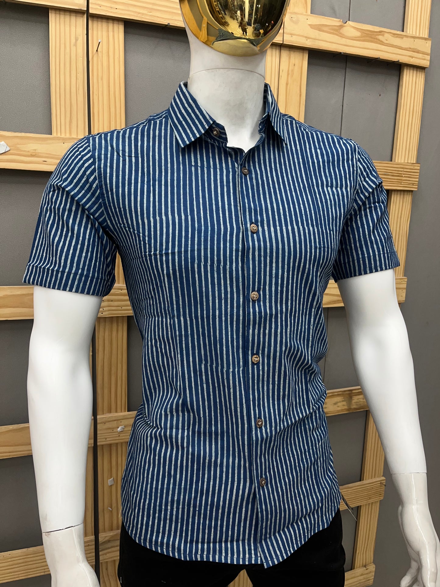 Indigo Half Sleeve Cotton Shirt