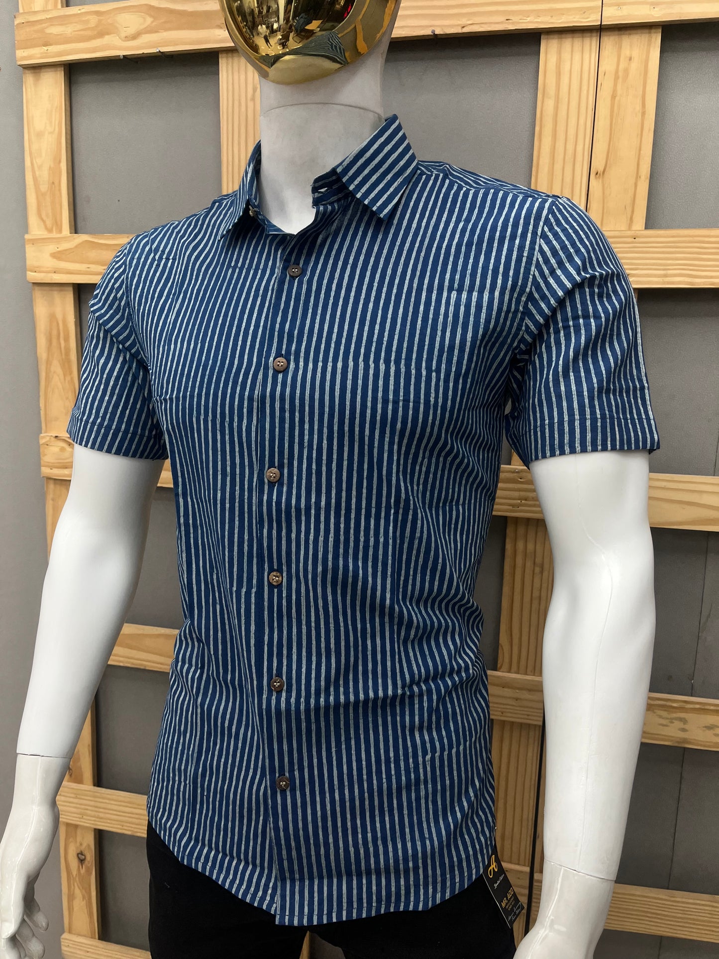 Indigo Half Sleeve Cotton Shirt