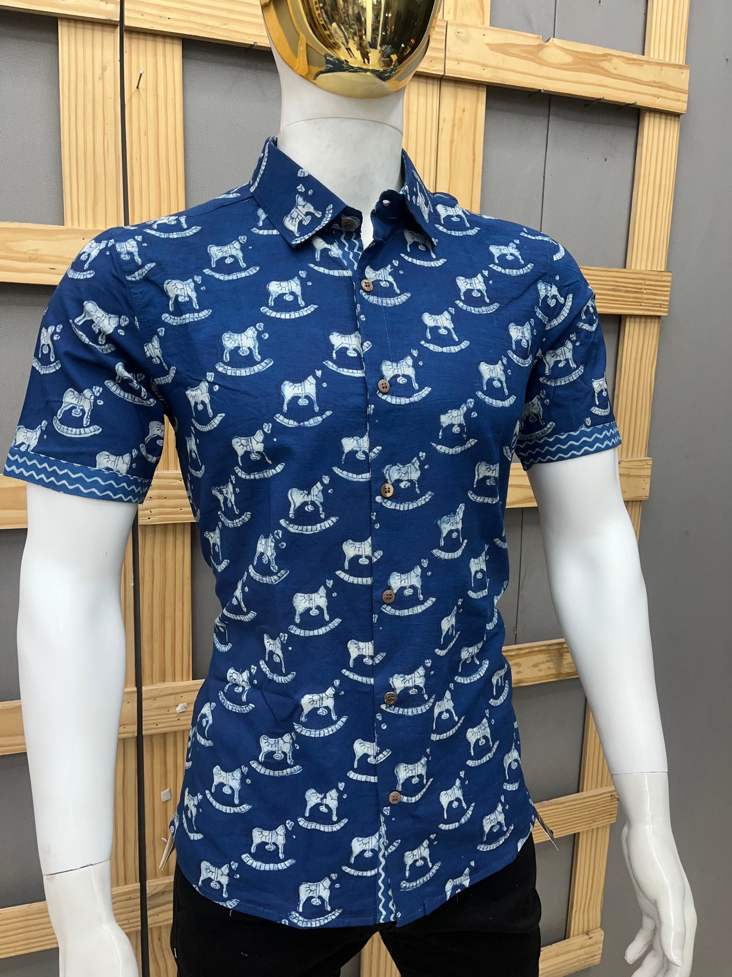 Indigo Half Sleeve Cotton Shirt