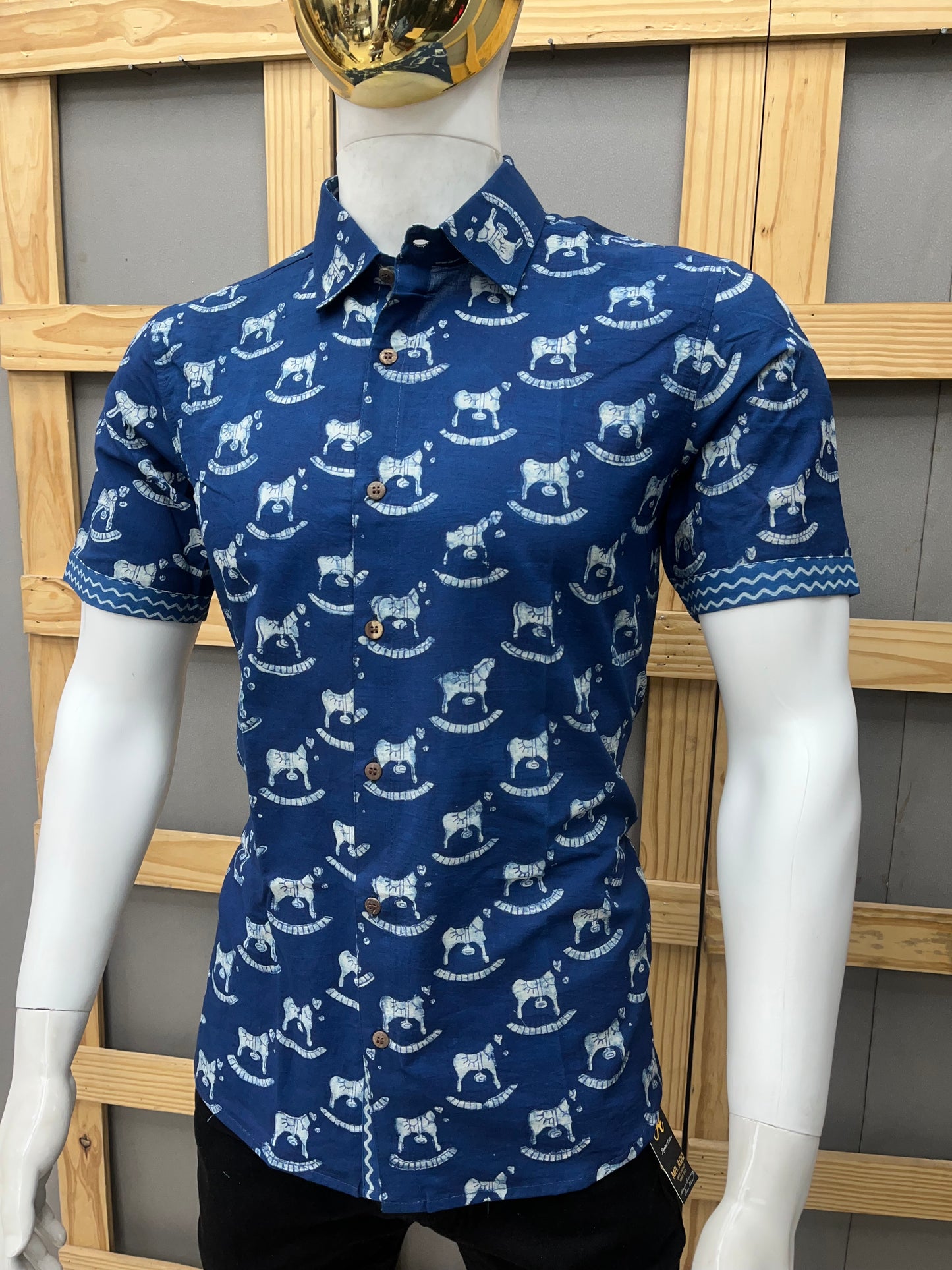 Indigo Half Sleeve Cotton Shirt