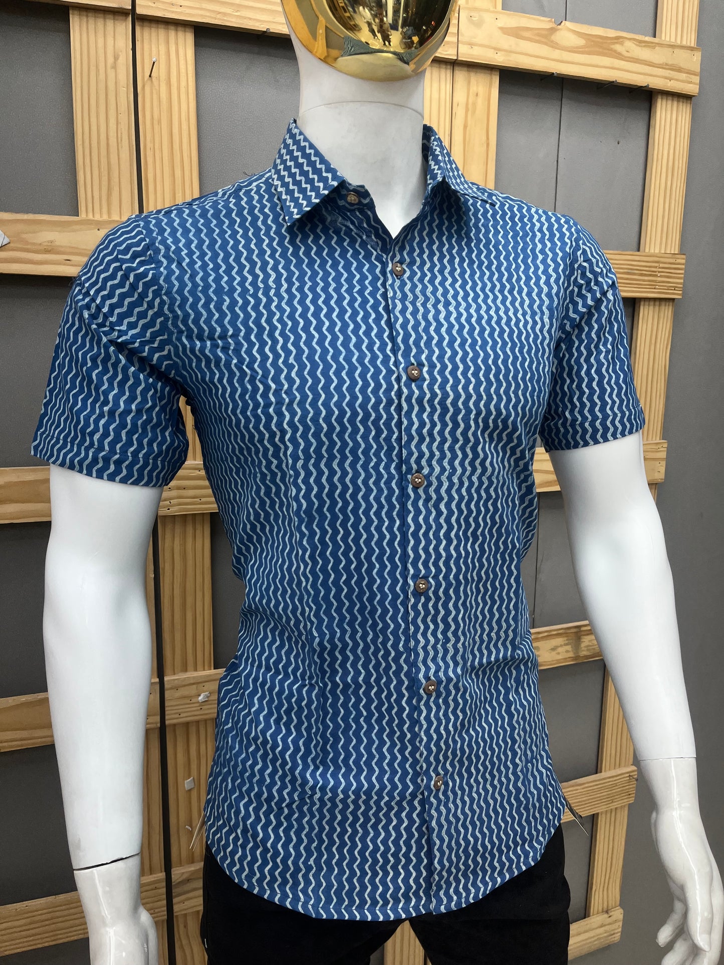 Indigo Half Sleeve Cotton Shirt