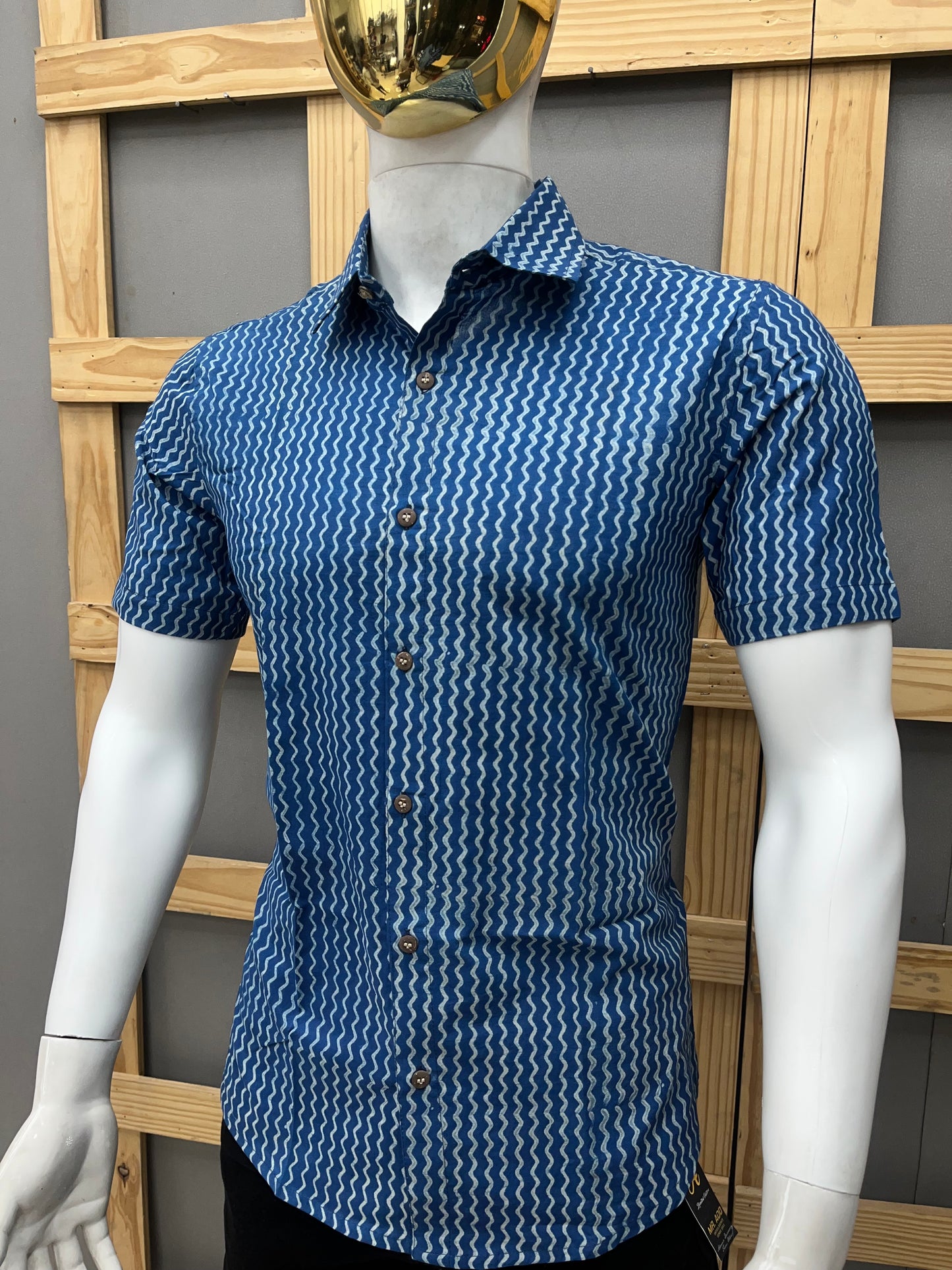 Indigo Half Sleeve Cotton Shirt