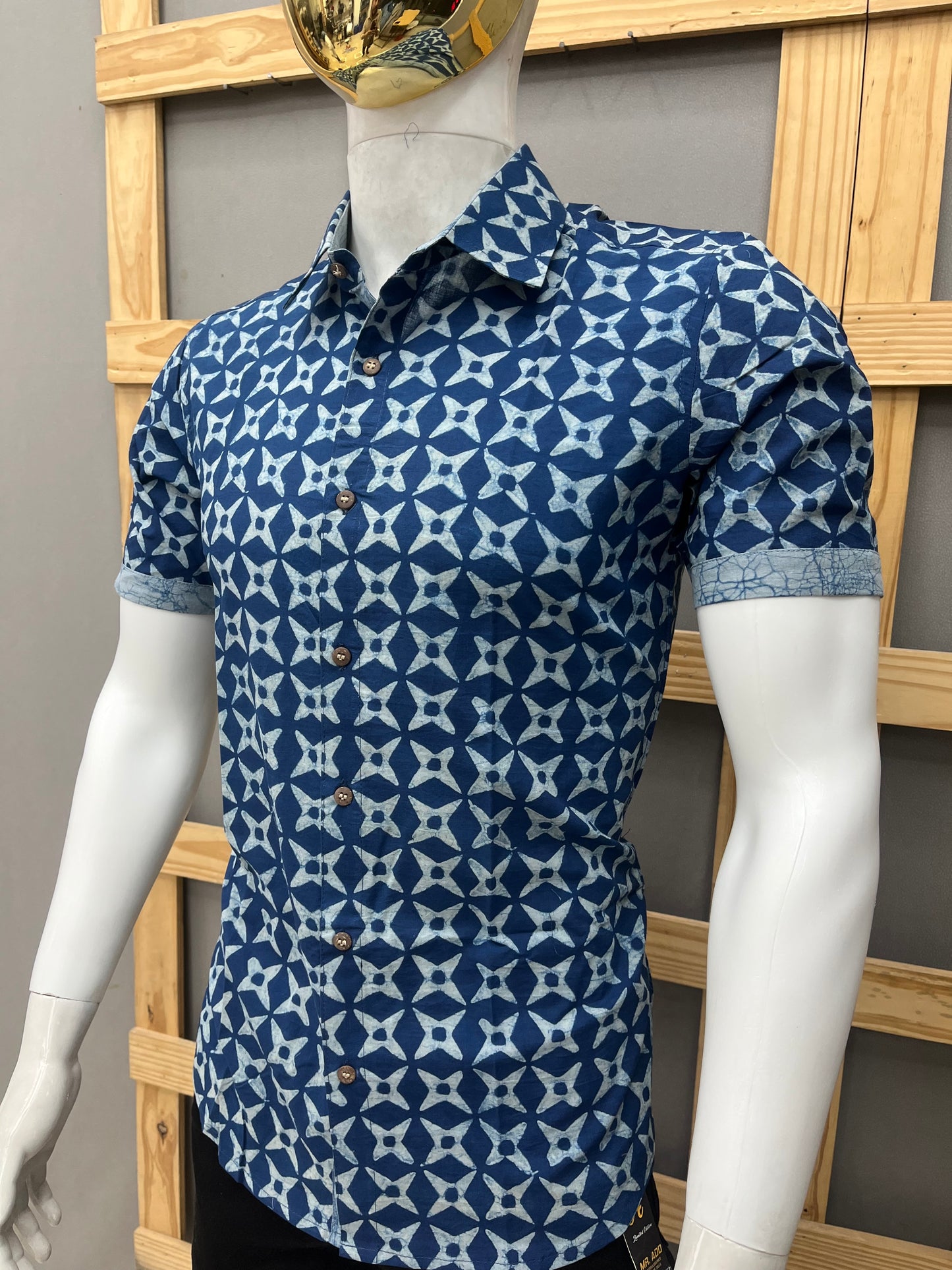 Indigo Half Sleeve Cotton Shirt