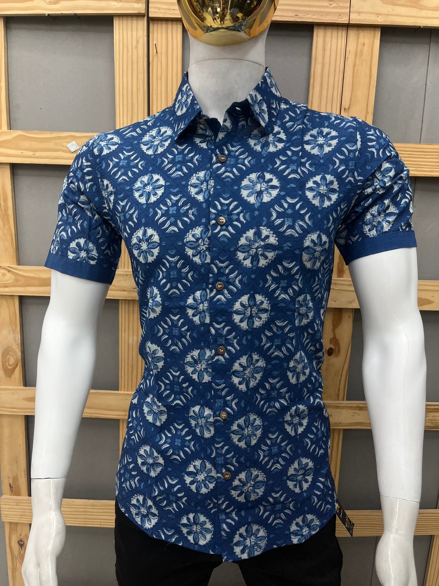 Indigo Half Sleeve Cotton Shirt
