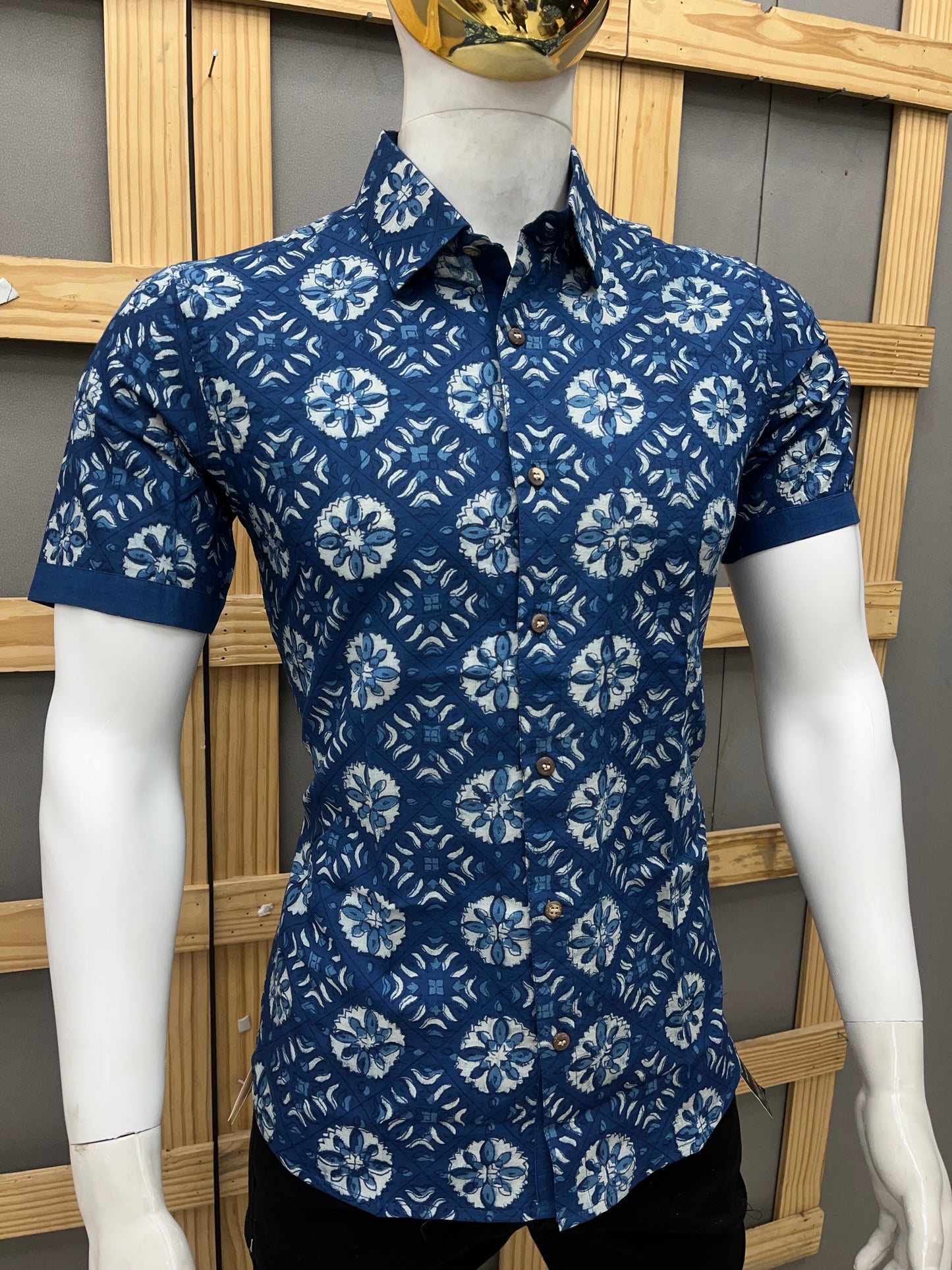Indigo Half Sleeve Cotton Shirt