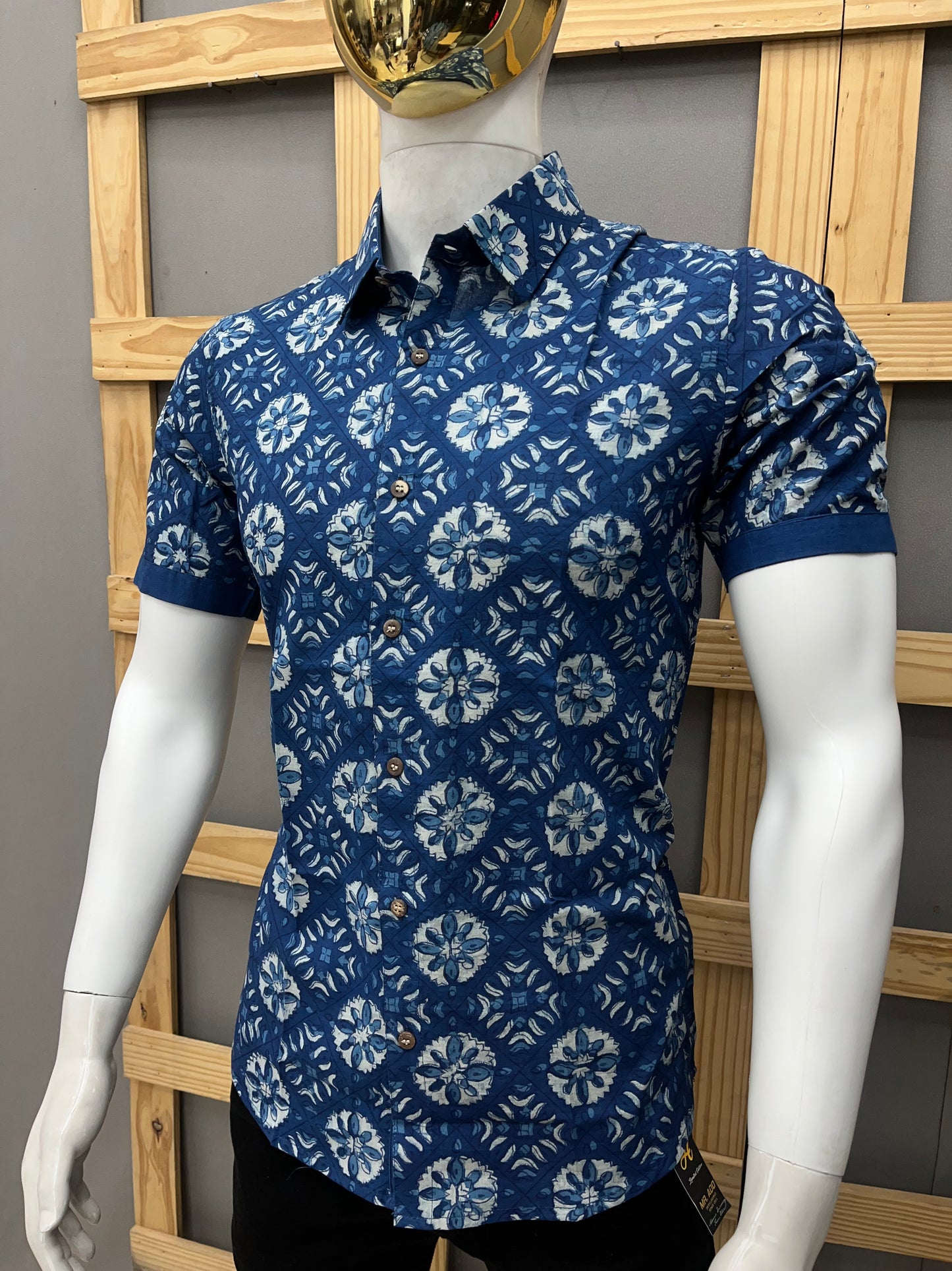 Indigo Half Sleeve Cotton Shirt