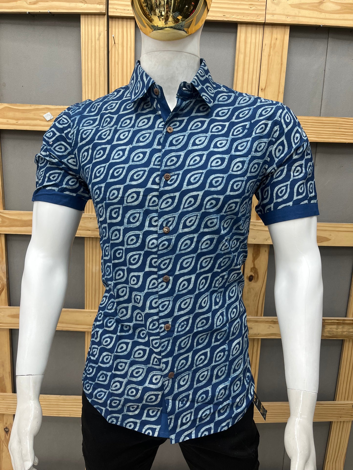 Indigo Half Sleeve Cotton Shirt