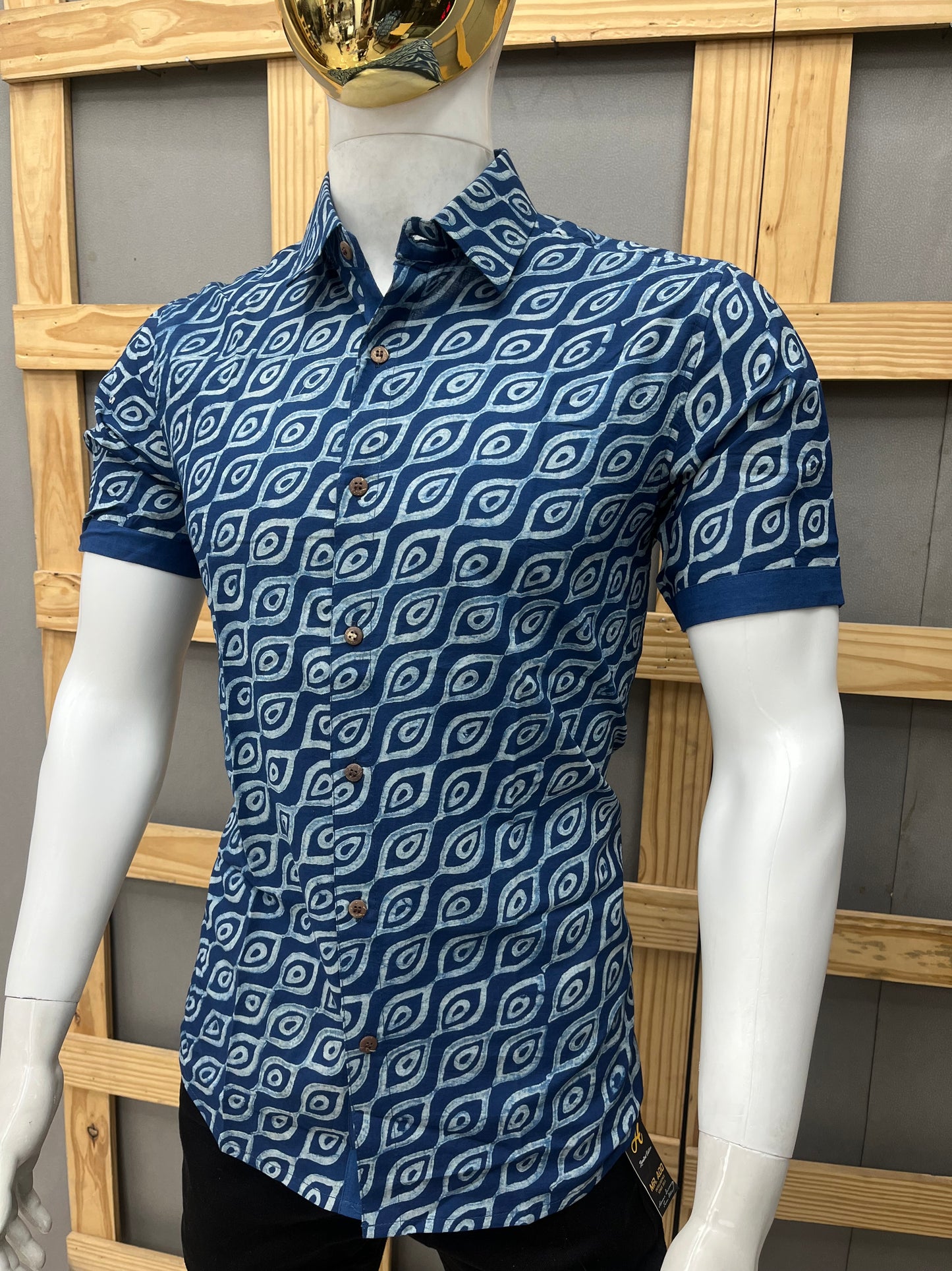 Indigo Half Sleeve Cotton Shirt
