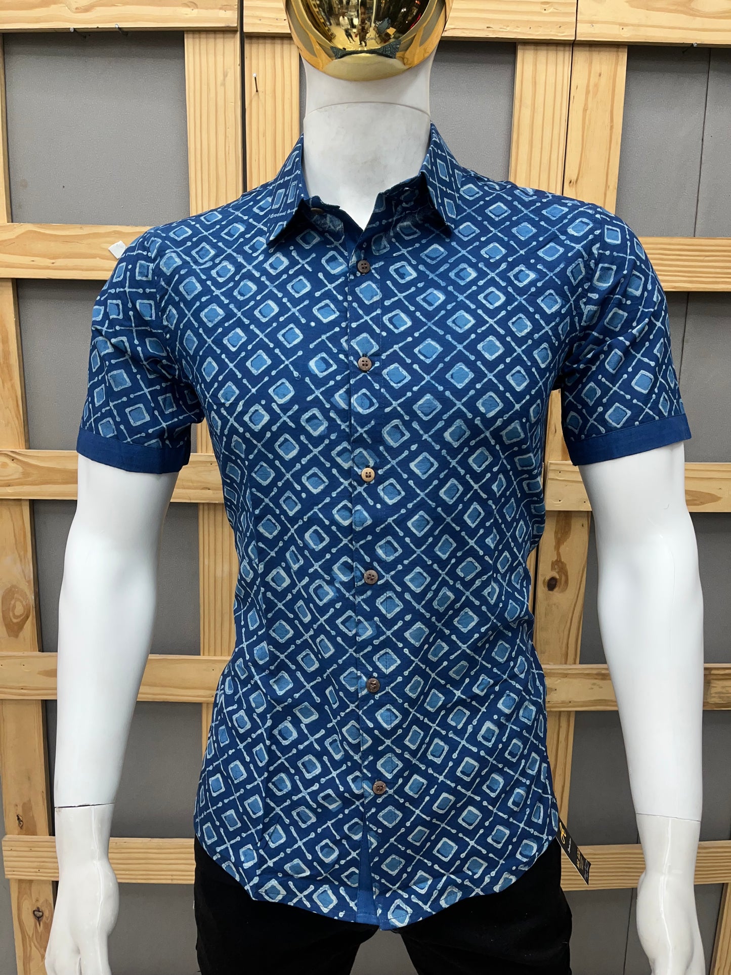 Indigo Half Sleeve Cotton Shirt