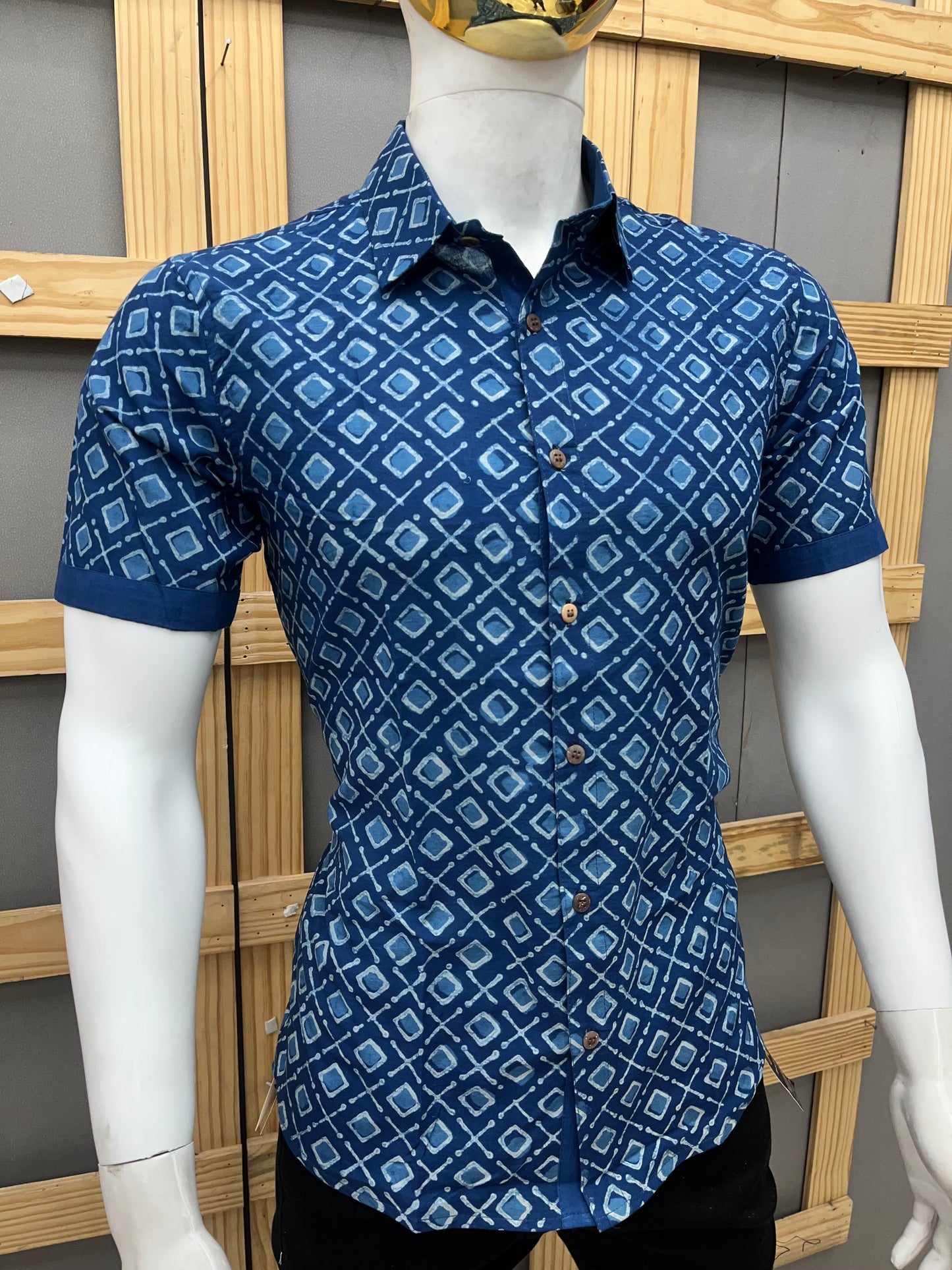 Indigo Half Sleeve Cotton Shirt