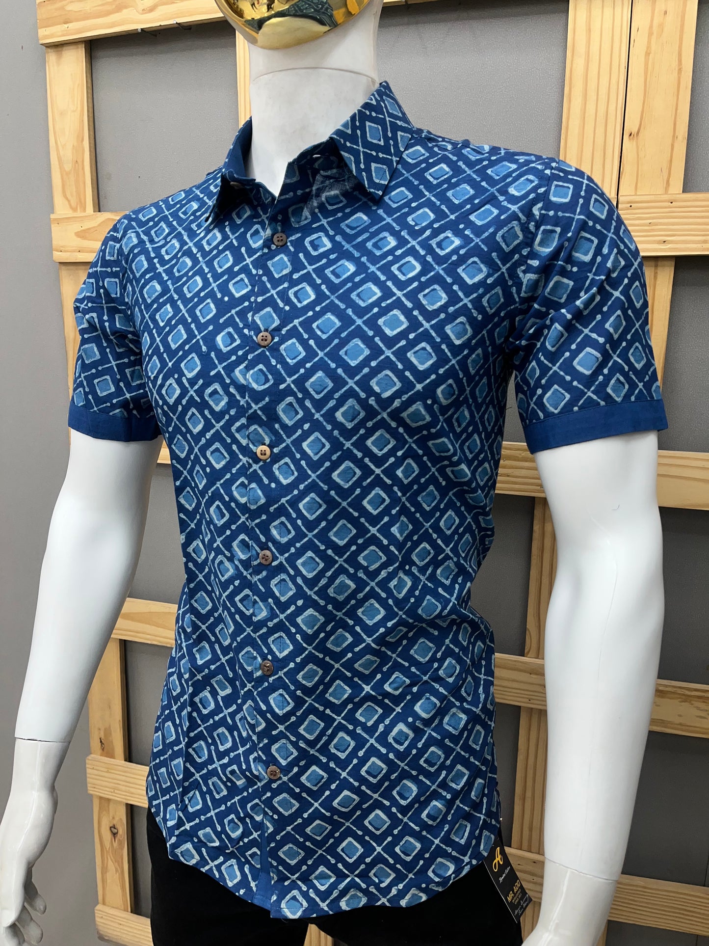 Indigo Half Sleeve Cotton Shirt