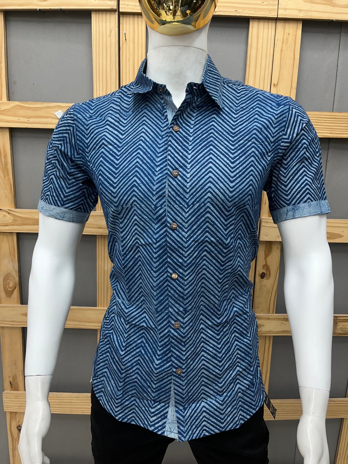 Indigo Half Sleeve Cotton Shirt