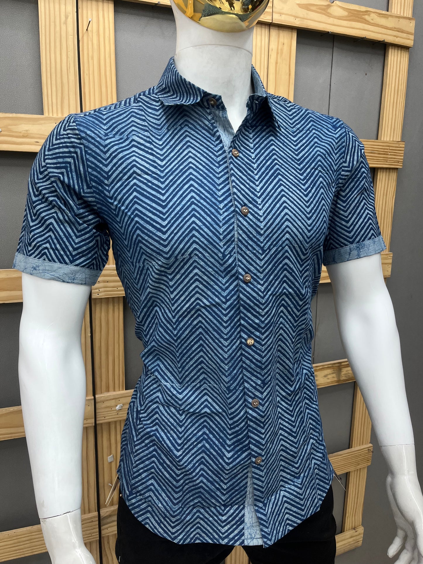 Indigo Half Sleeve Cotton Shirt