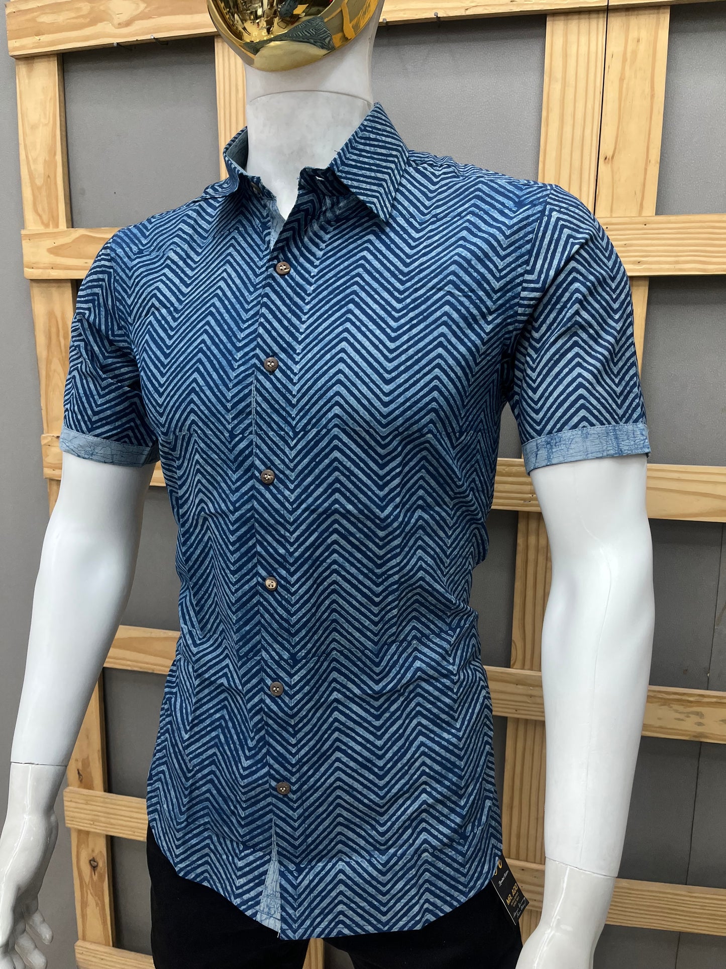 Indigo Half Sleeve Cotton Shirt