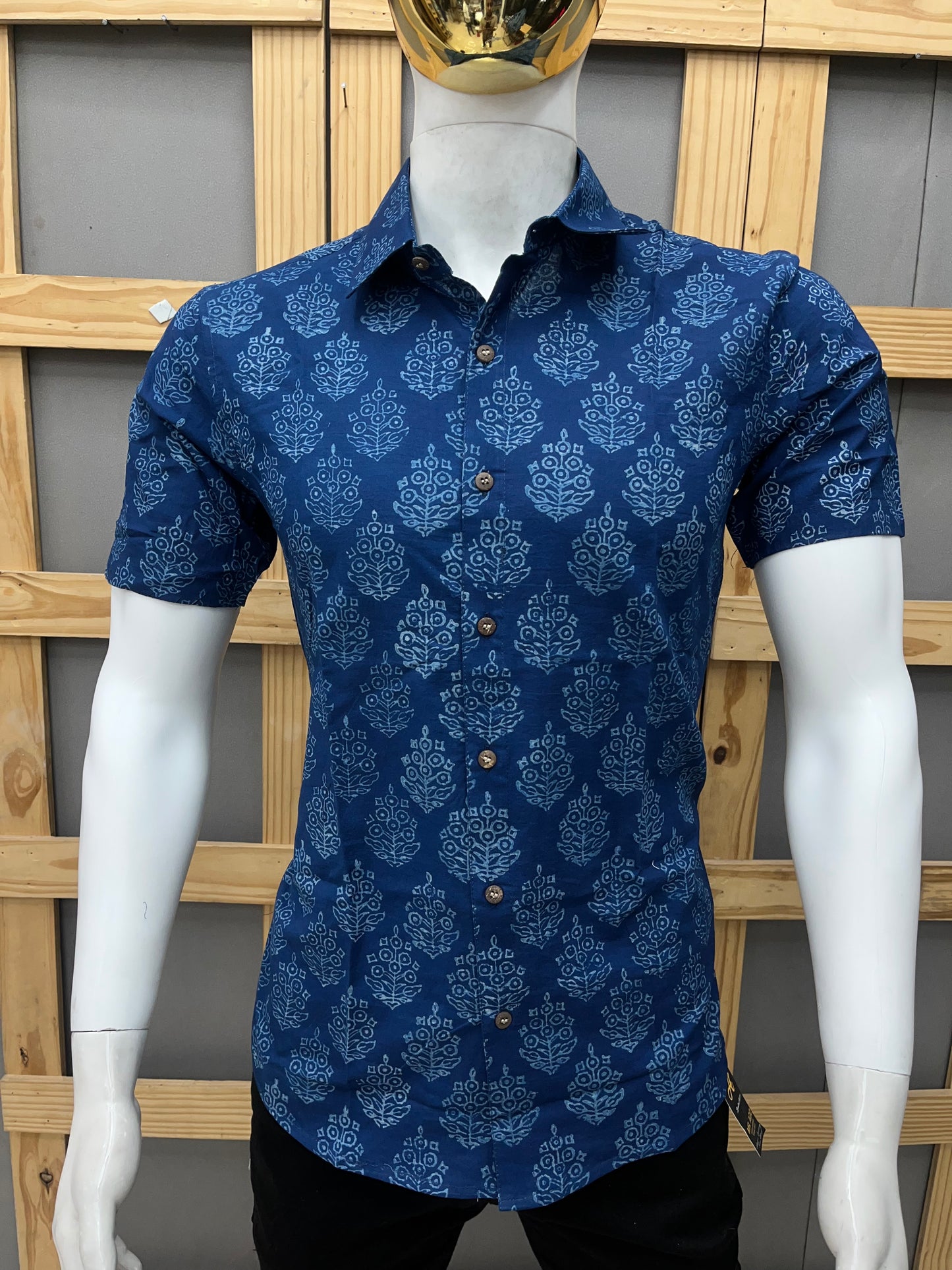 Indigo Half Sleeve Cotton Shirt