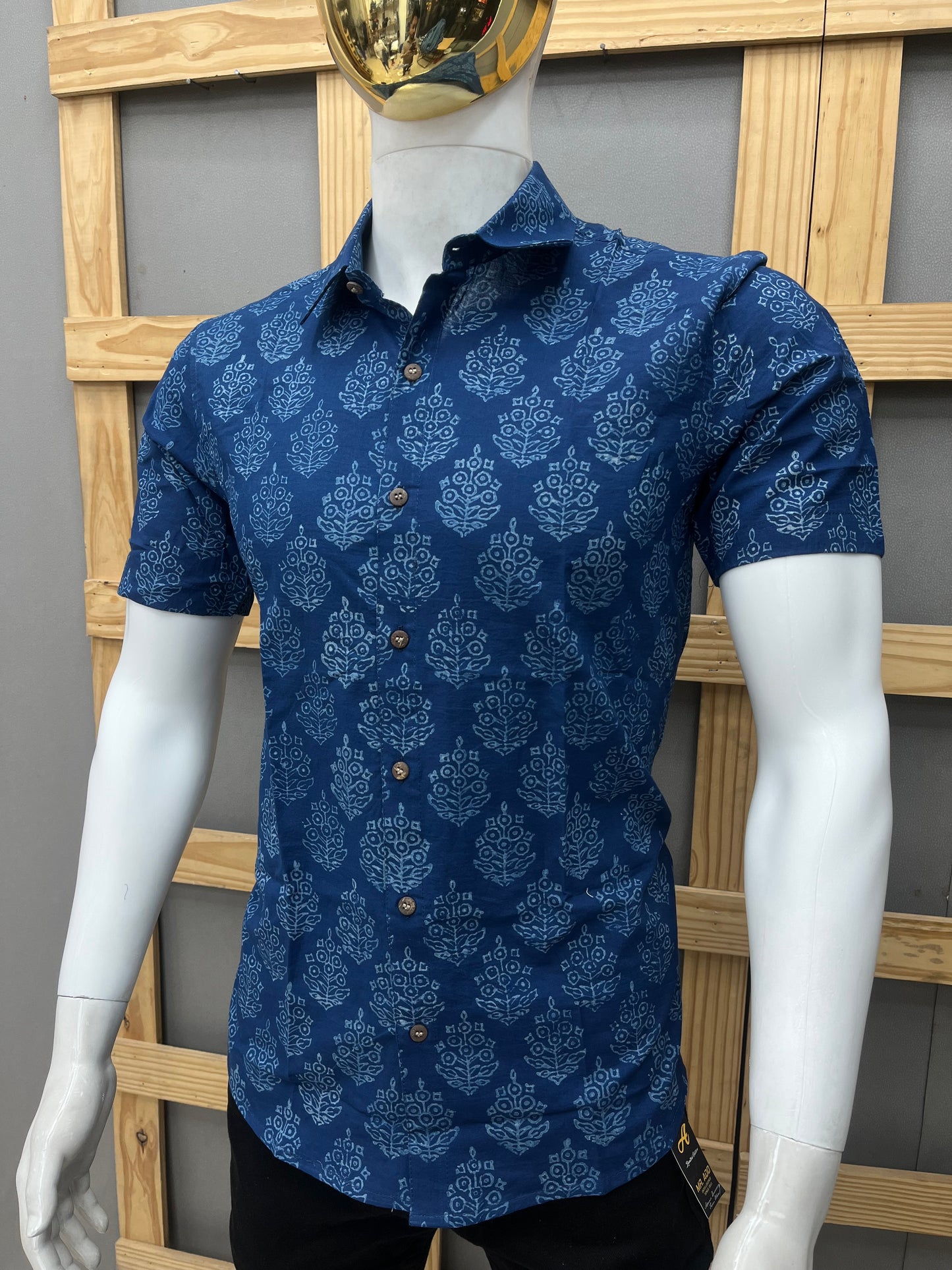 Indigo Half Sleeve Cotton Shirt