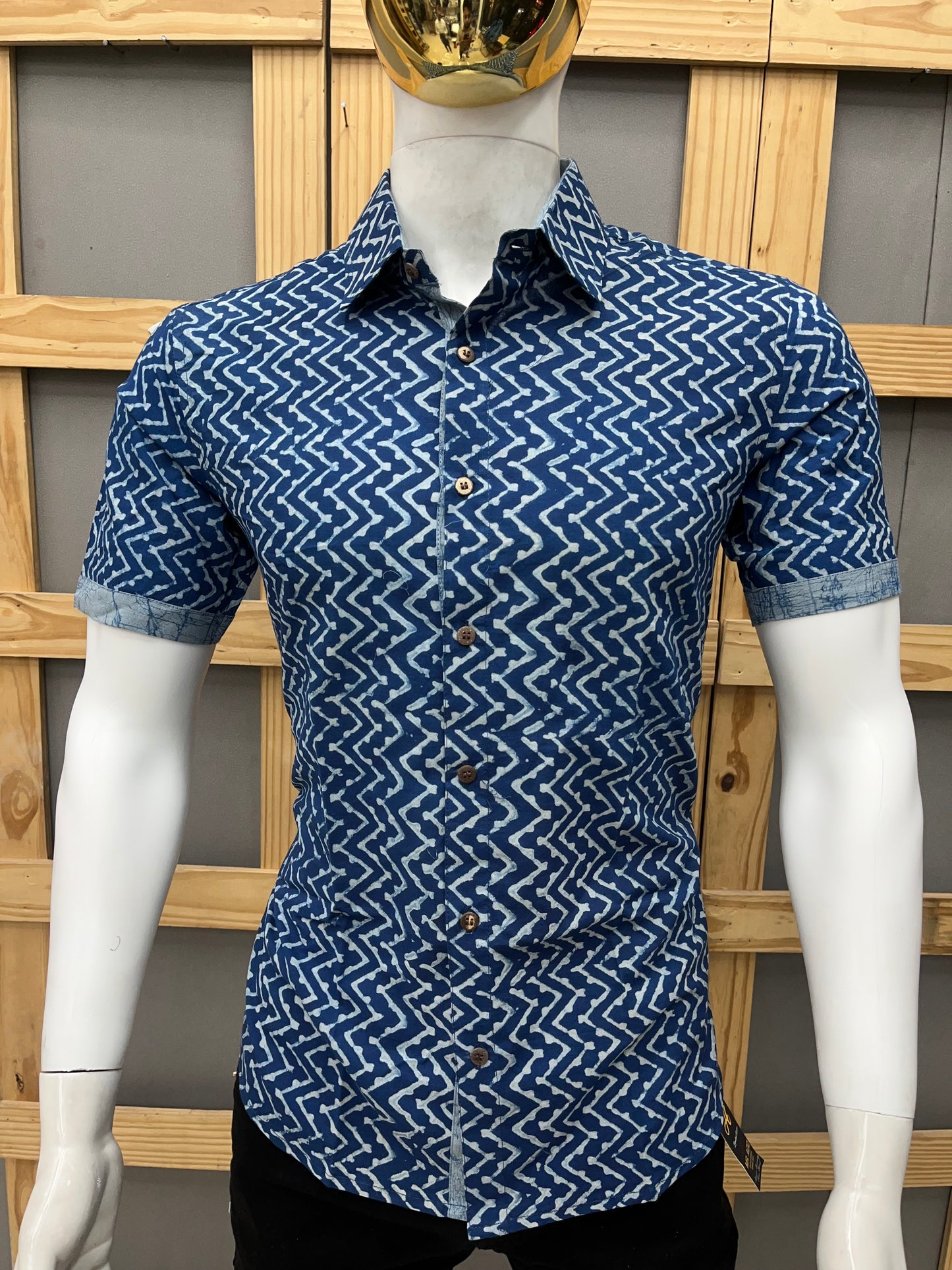 Indigo Half Sleeve Cotton Shirt