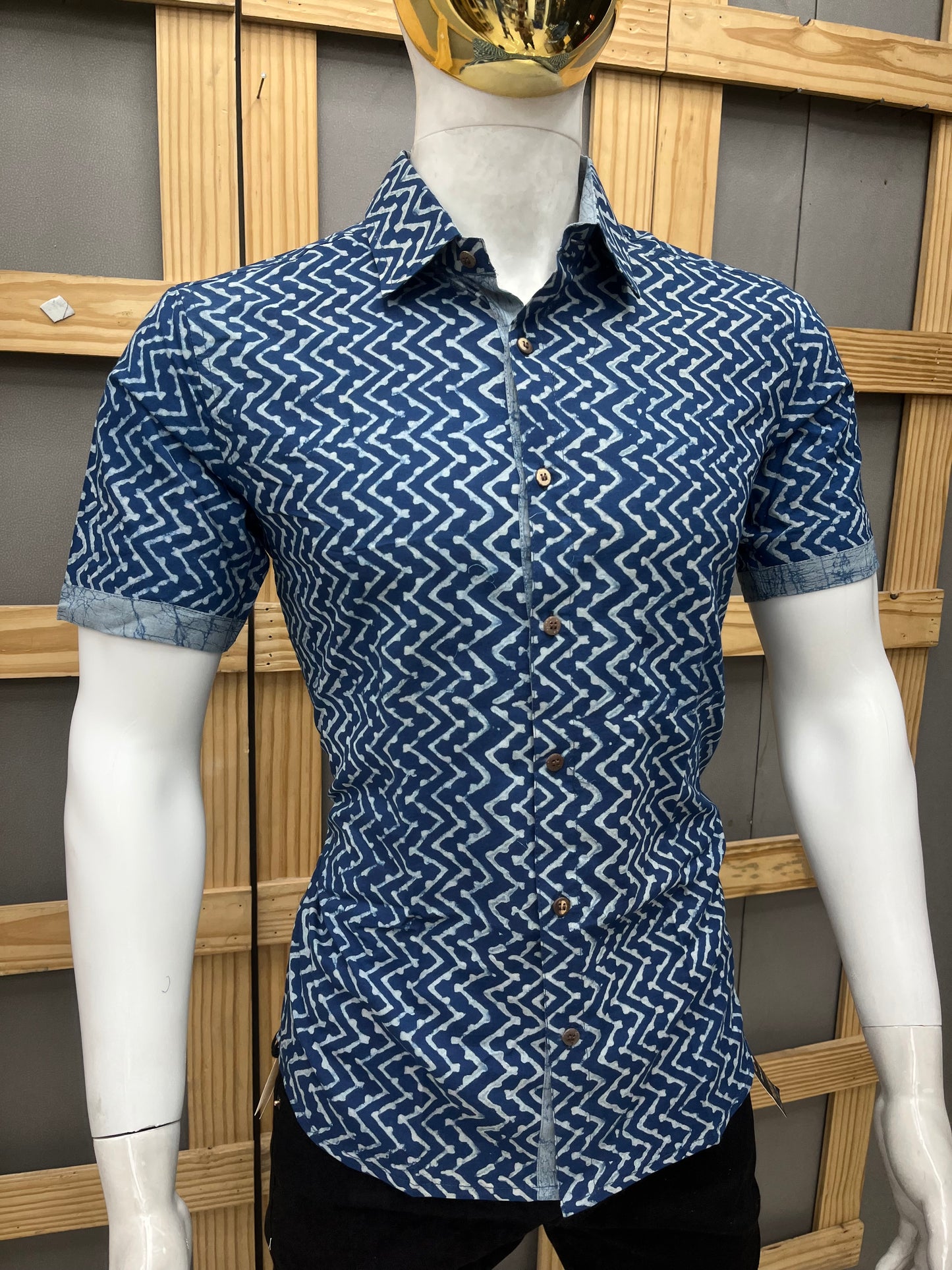 Indigo Half Sleeve Cotton Shirt