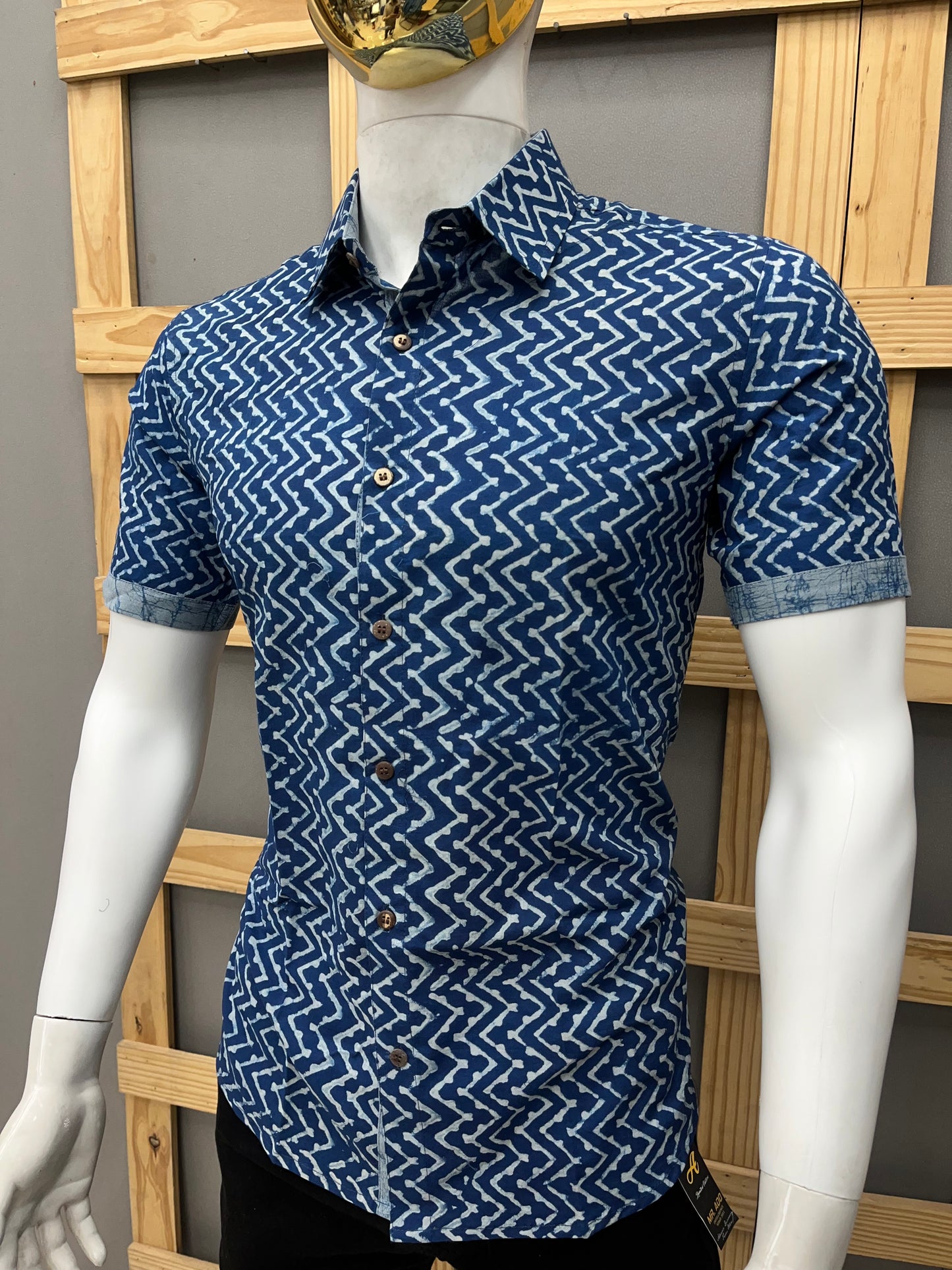 Indigo Half Sleeve Cotton Shirt
