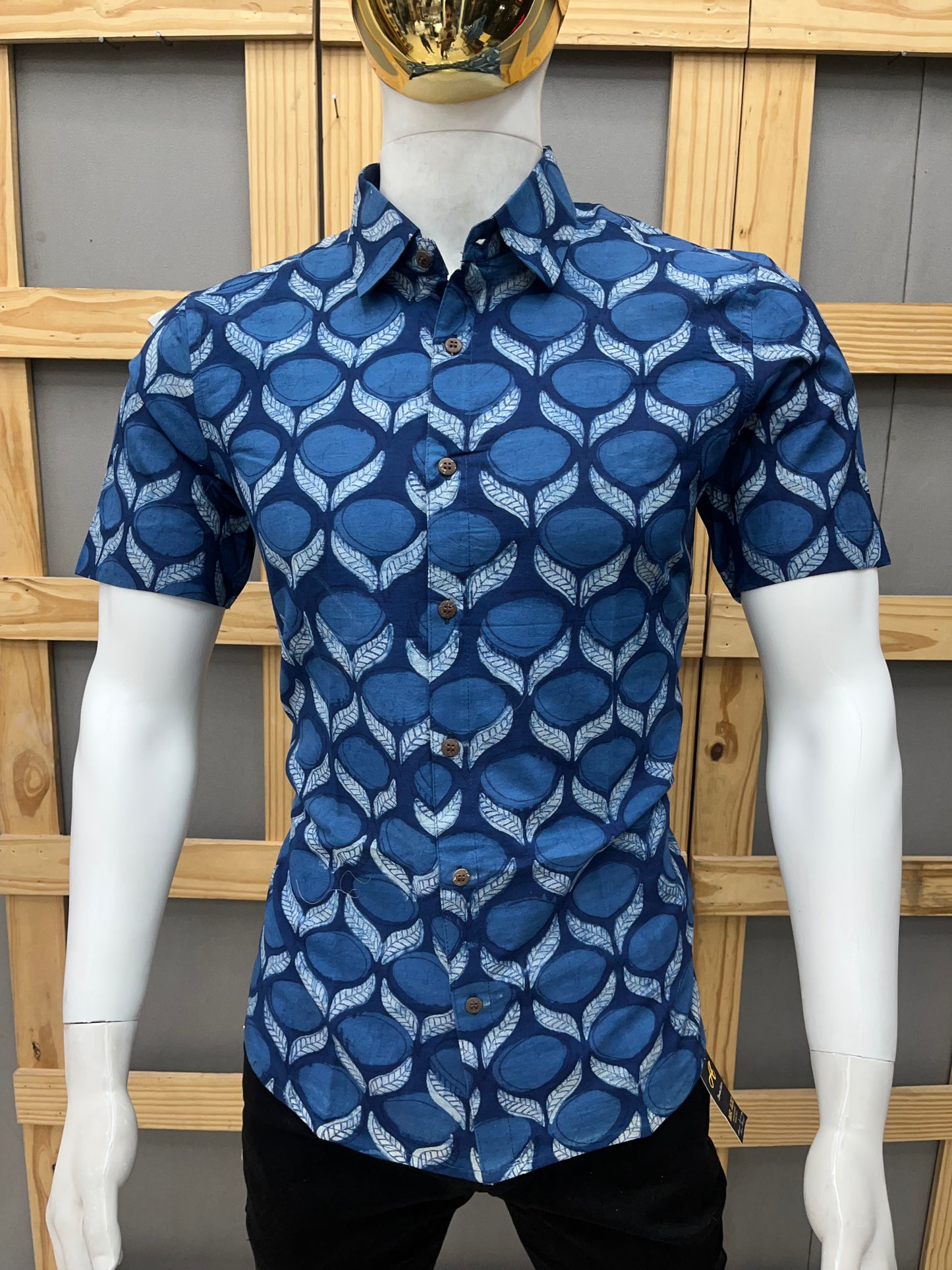 Indigo Half Sleeve Cotton Shirt