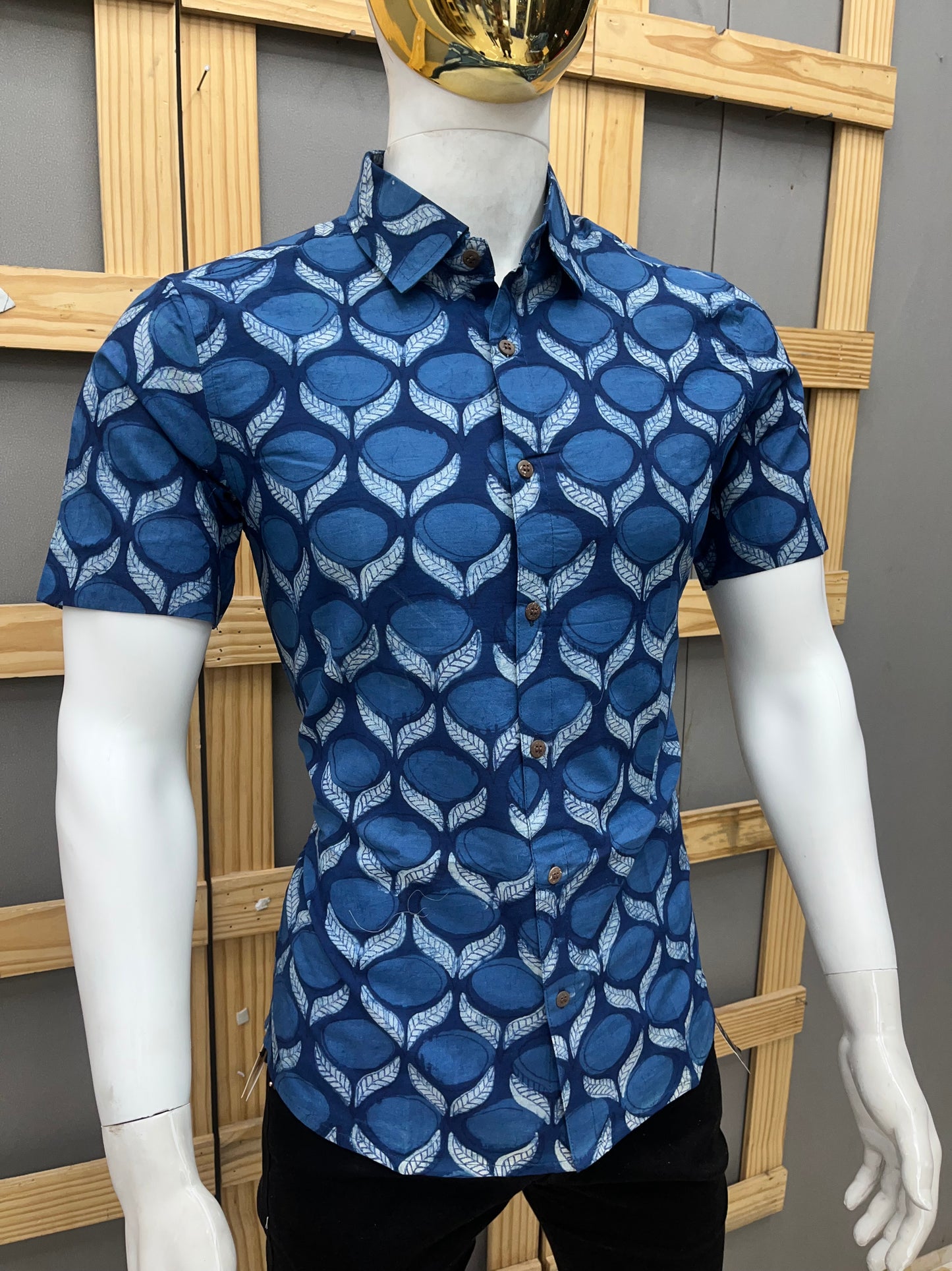 Indigo Half Sleeve Cotton Shirt