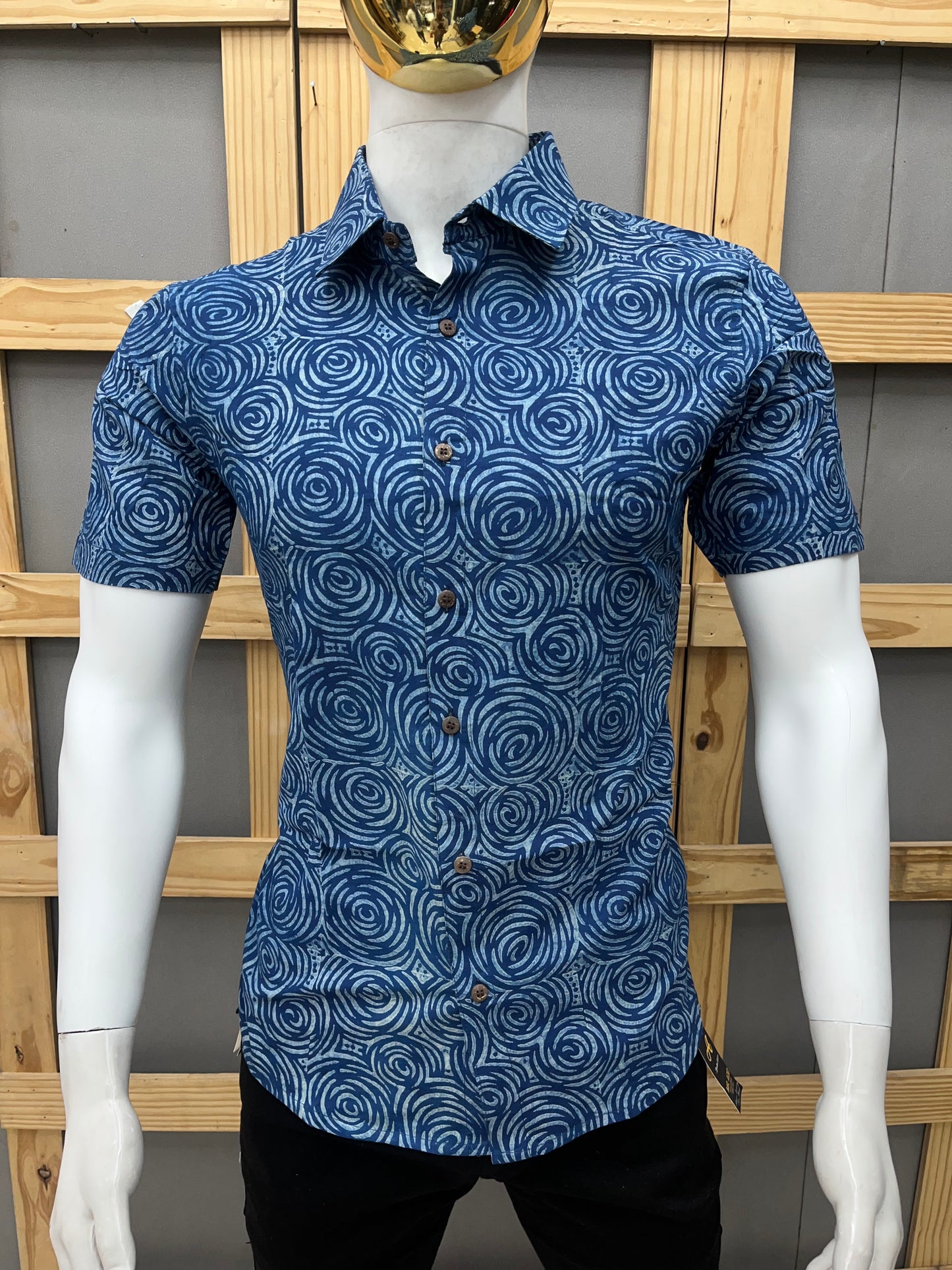 Indigo Half Sleeve Cotton Shirt