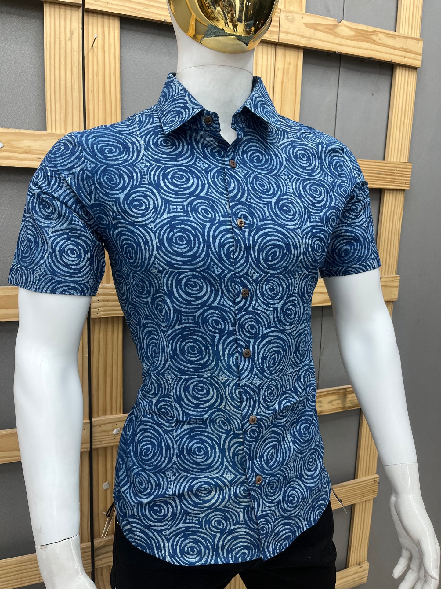 Indigo Half Sleeve Cotton Shirt