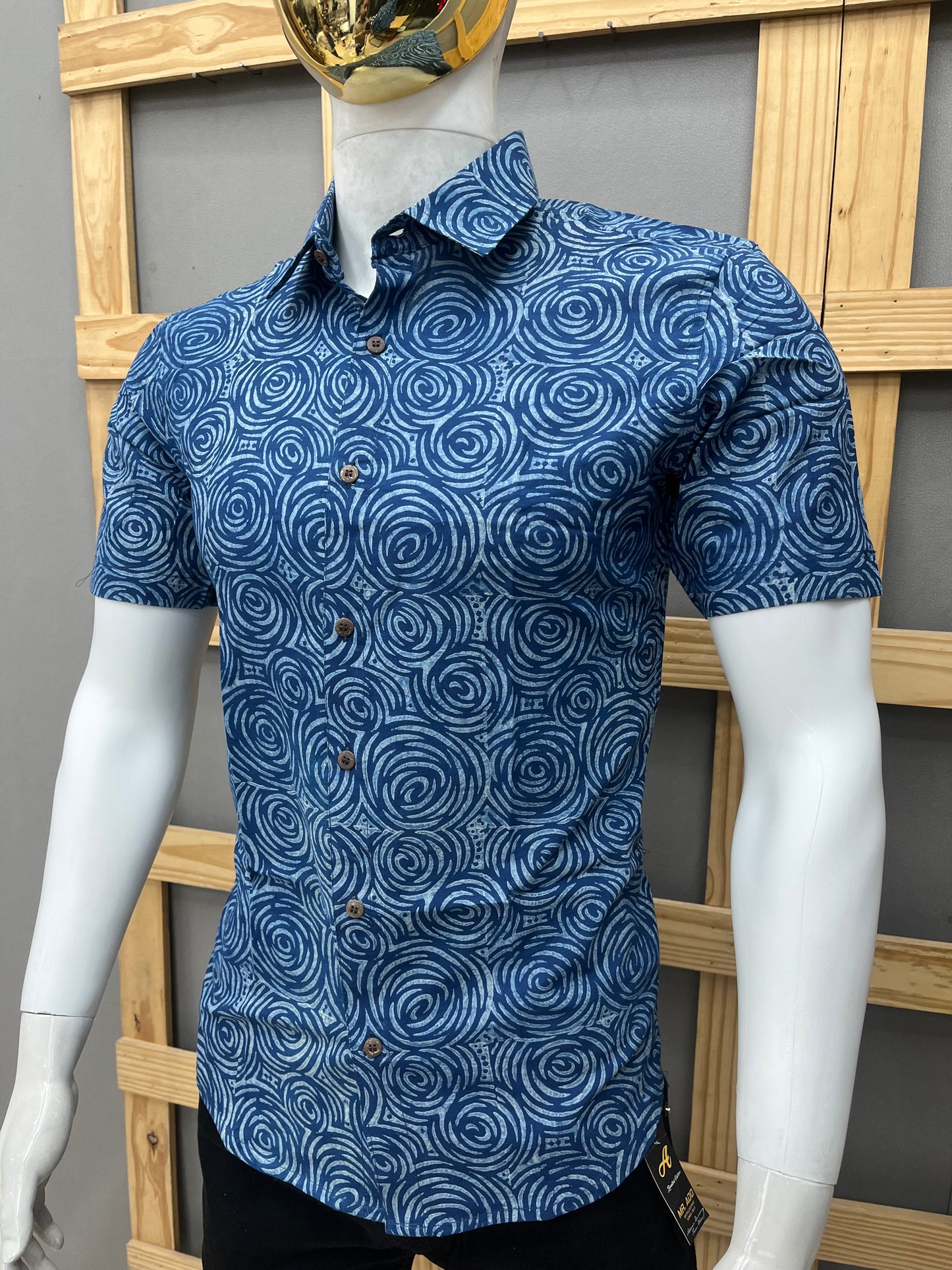 Indigo Half Sleeve Cotton Shirt