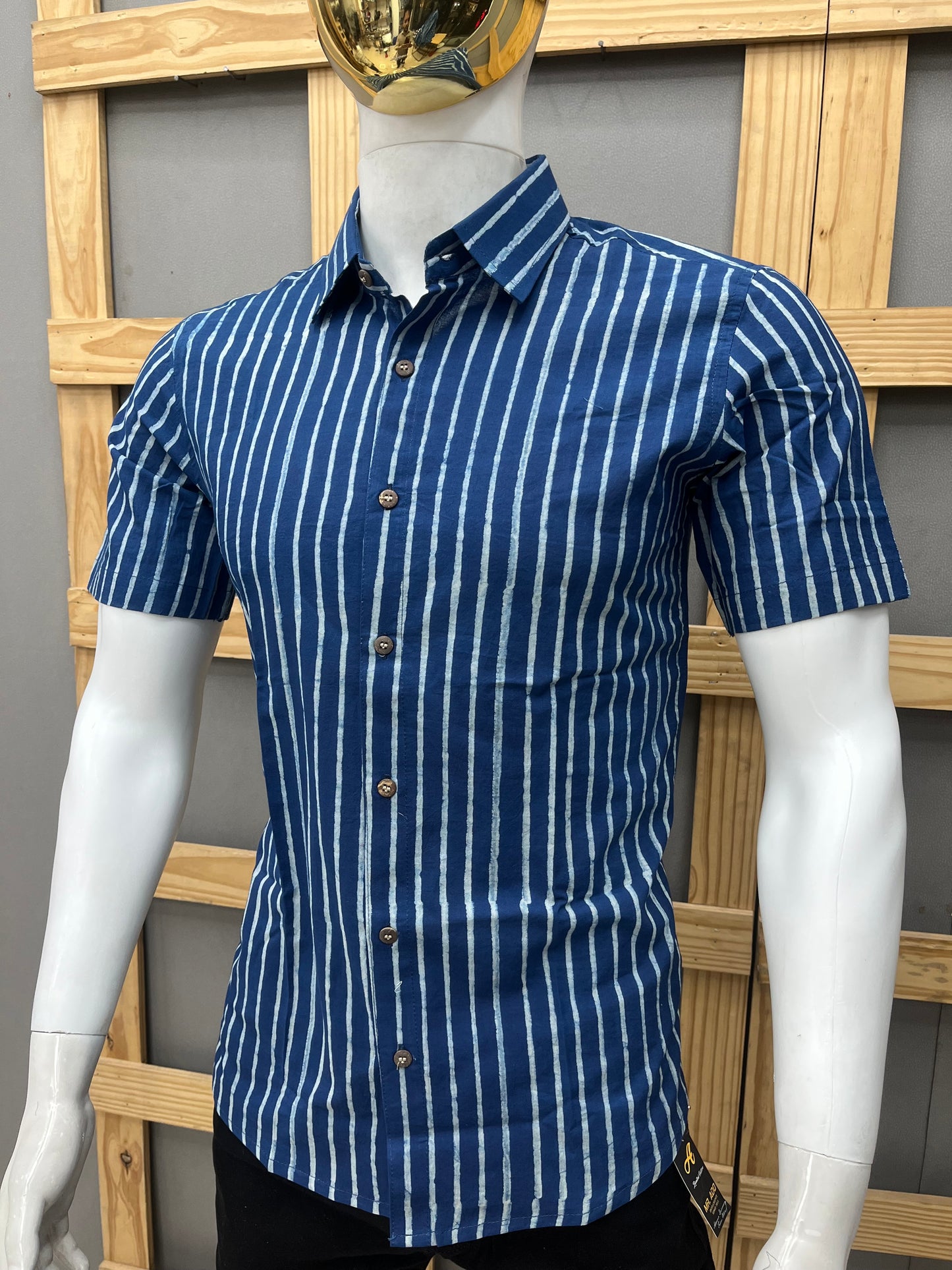 Indigo Half Sleeve Cotton Shirt