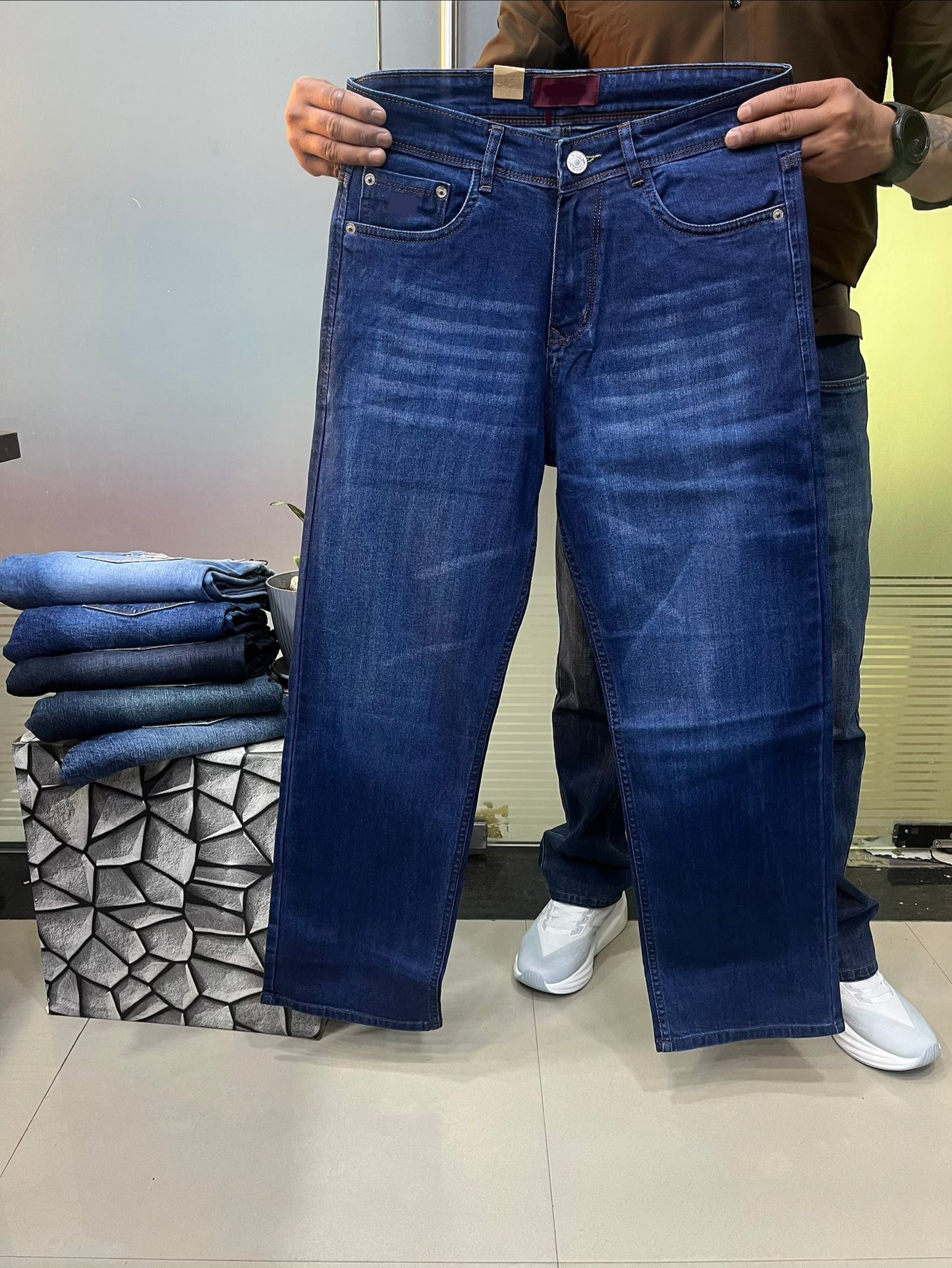 Straight Fit Washed Jeans