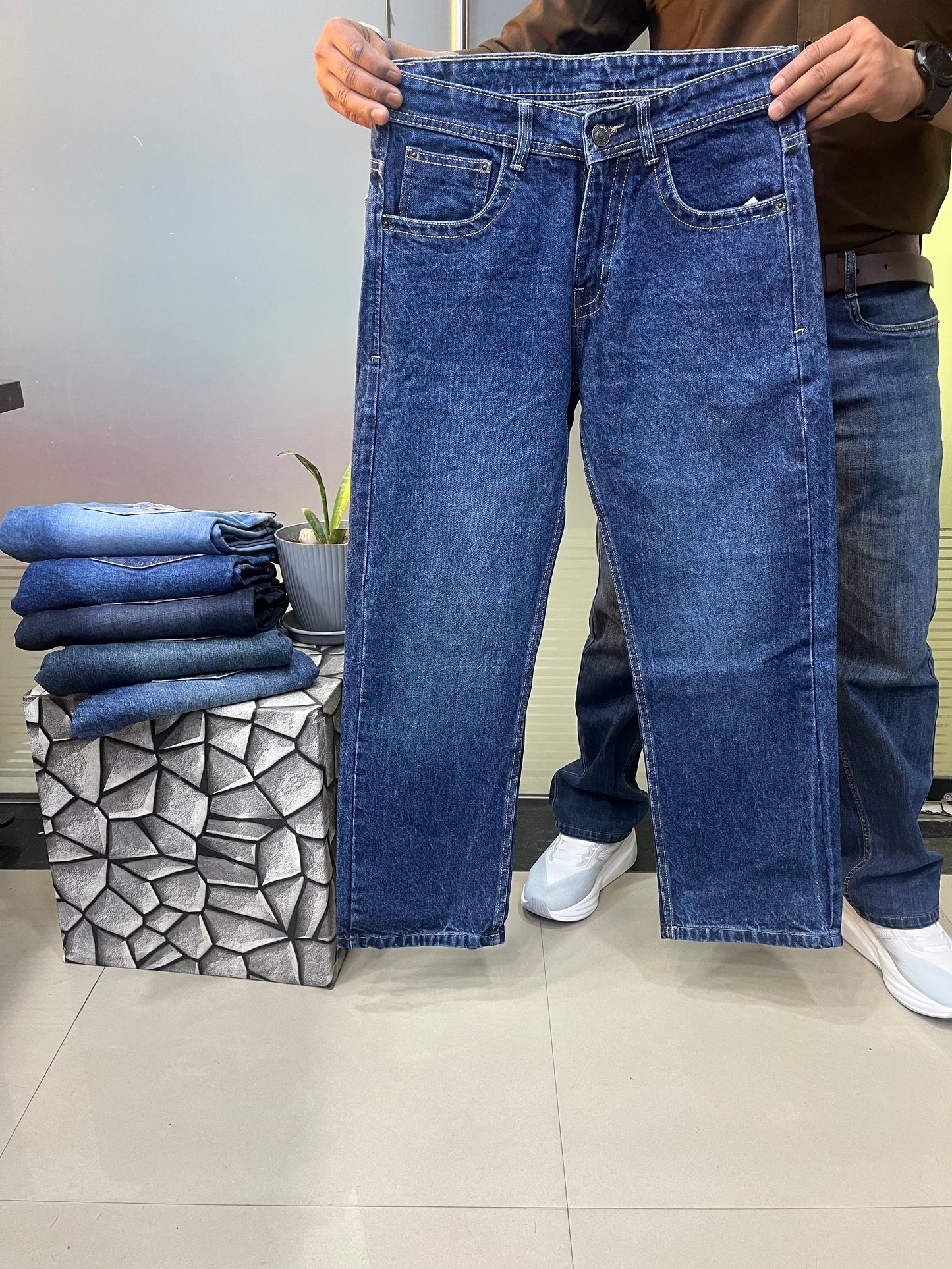 Straight Fit Washed Jeans