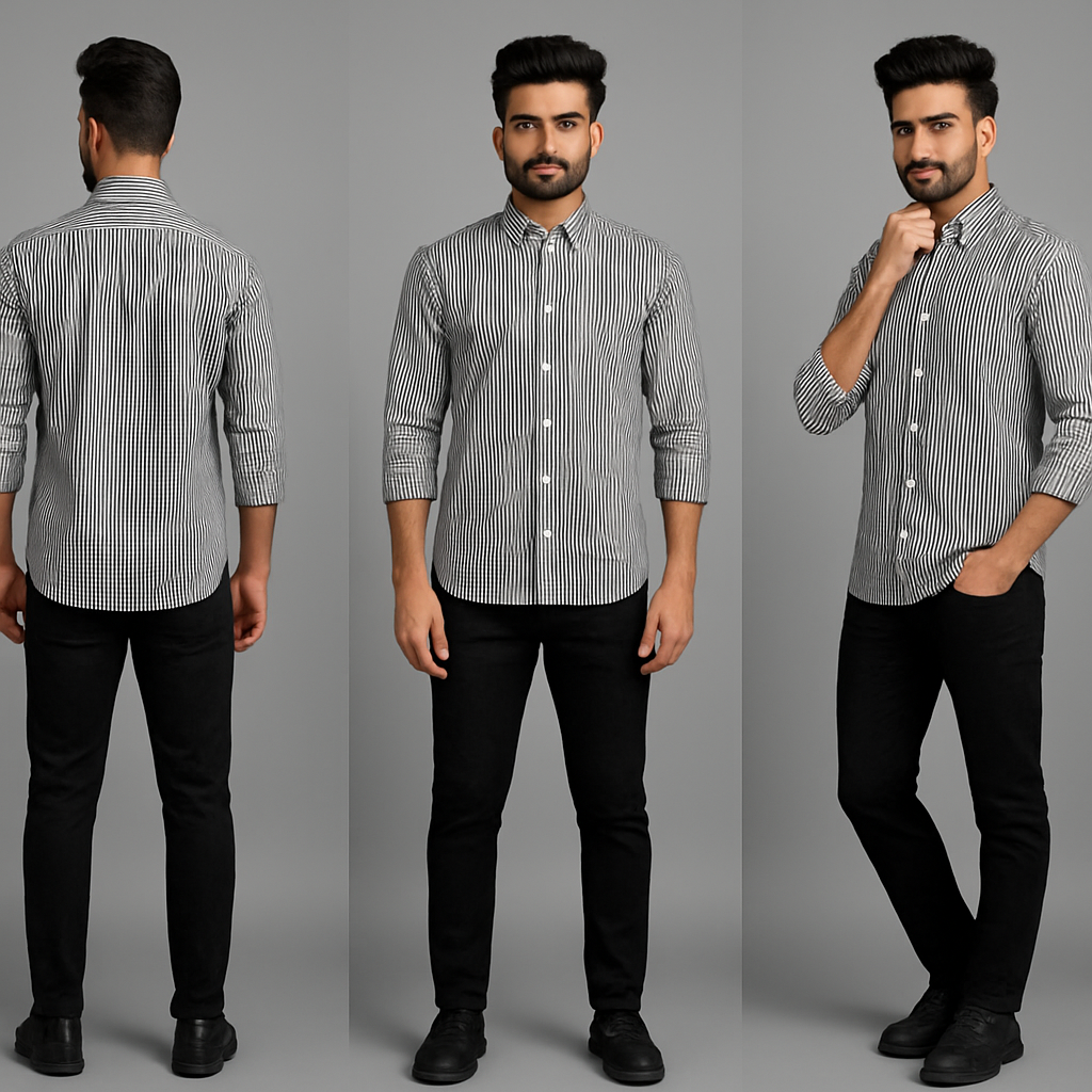 Lining Shirt With Jeans Combo
