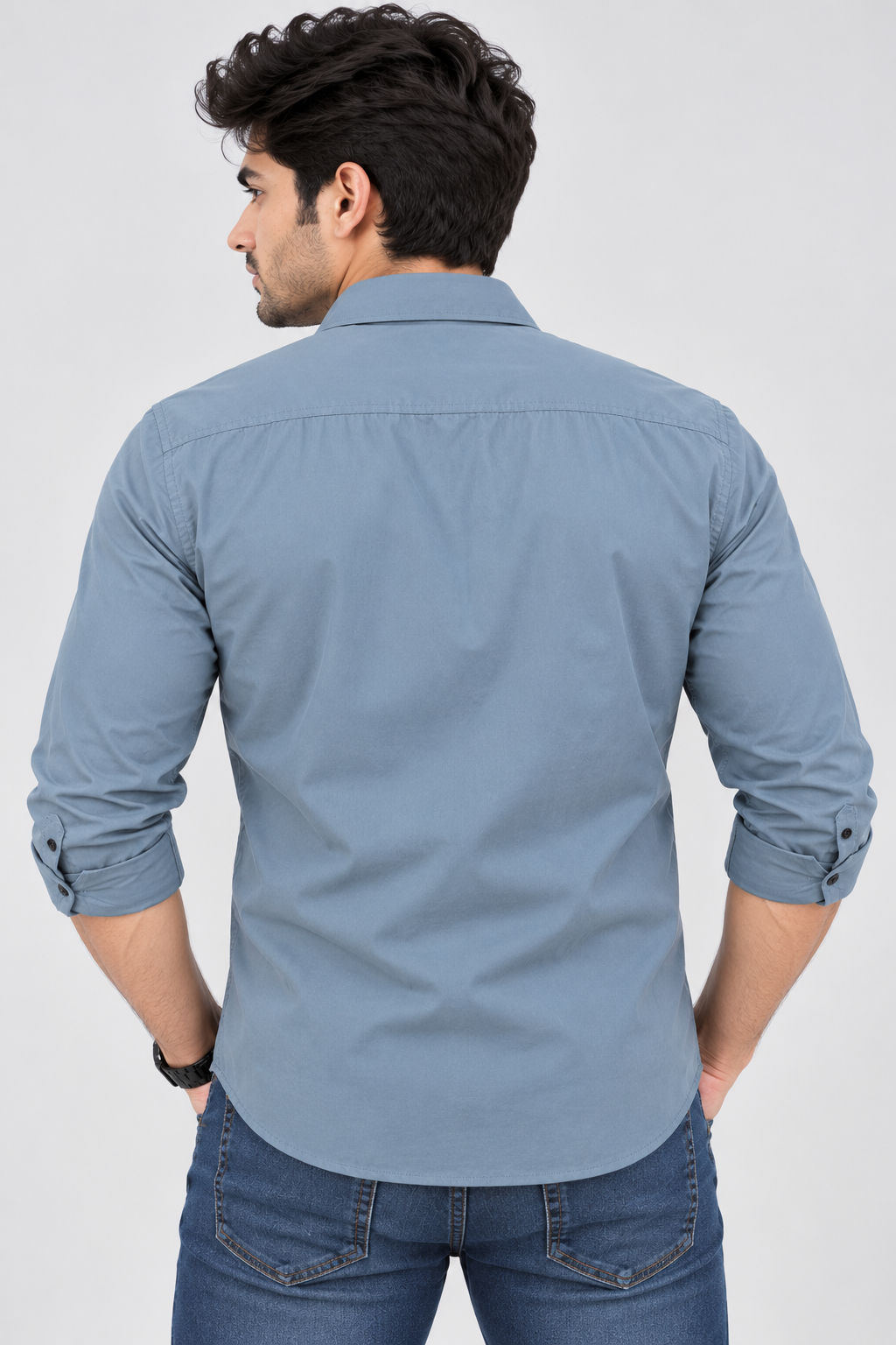 Plain Satin Shirt With Jeans Combo