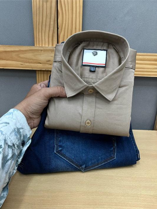 Satin Shirt With Jeans Combo