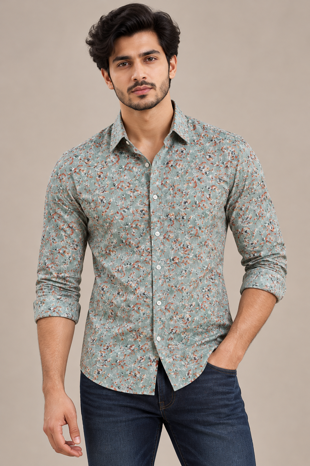 Kabira Printed Shirt With Jeans Combo