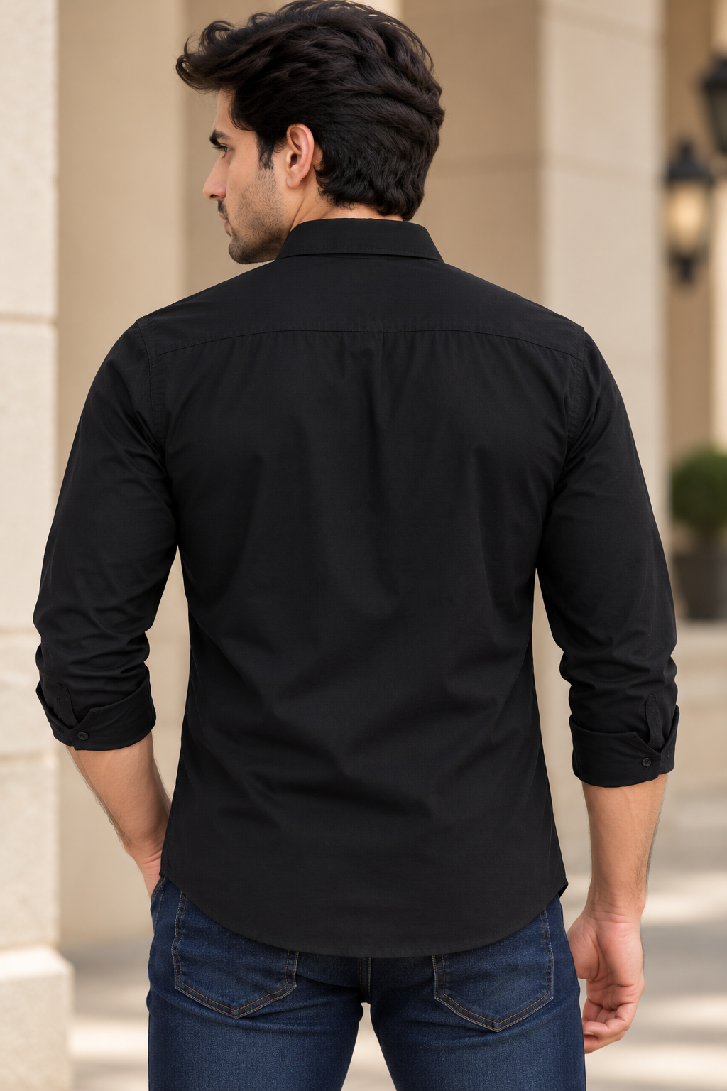 Plain Satin Shirt With Jeans Combo