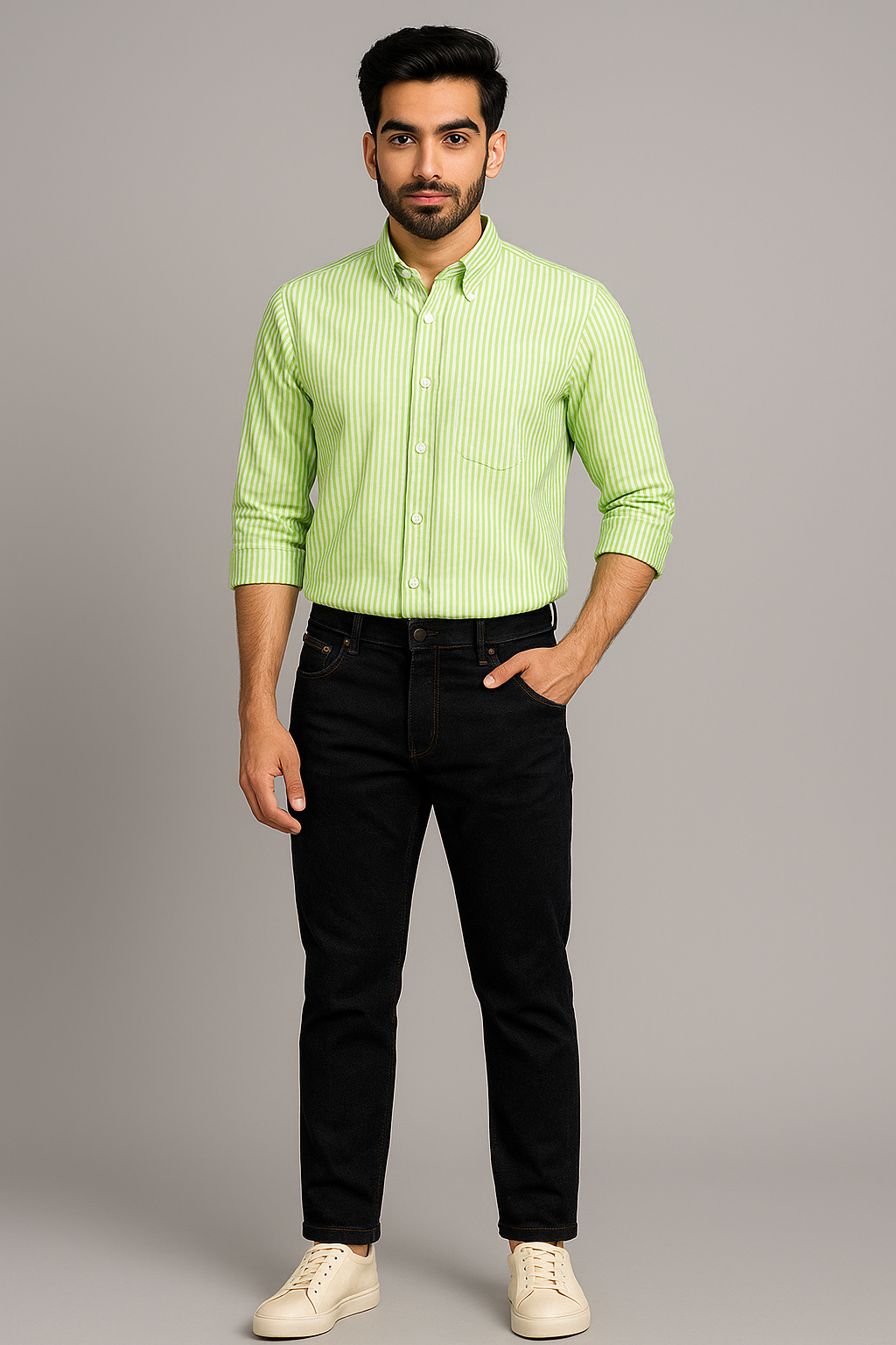 Lining Shirt With Jeans Combo