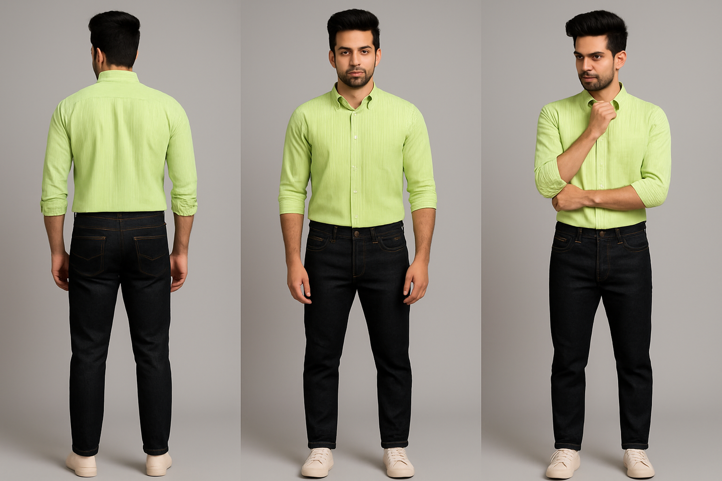 Lining Shirt With Jeans Combo