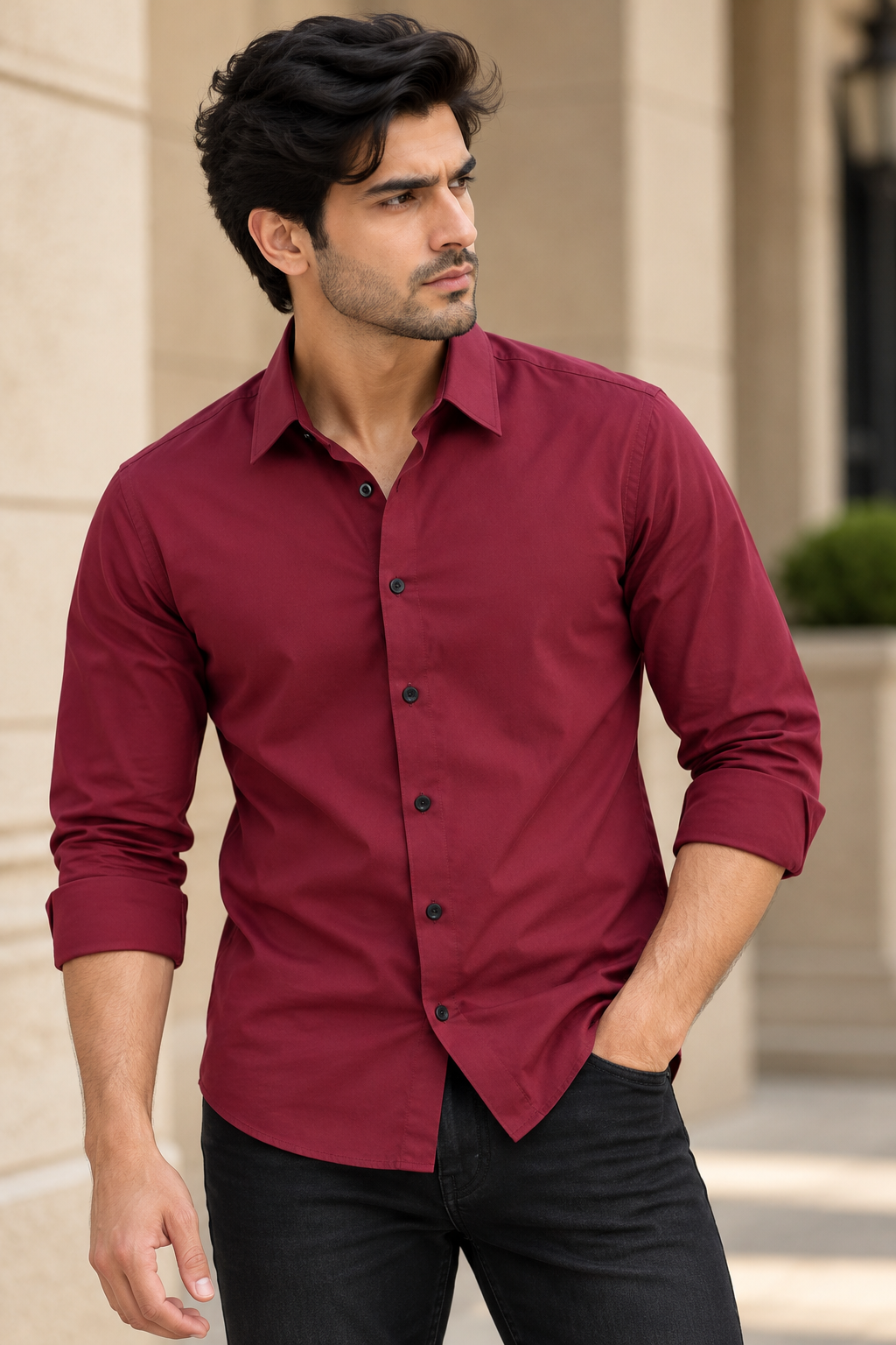 Plain Satin Shirt With Jeans Combo